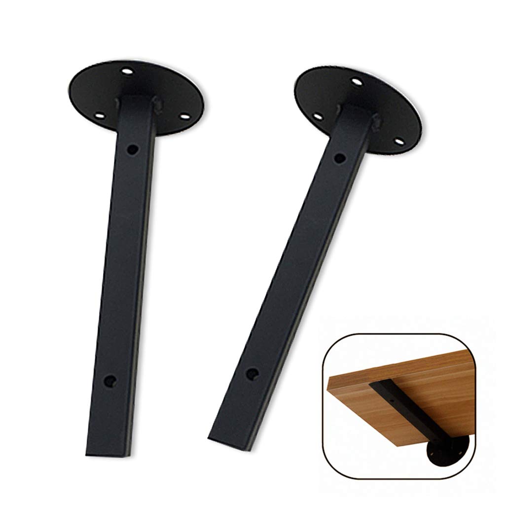 Heavy Duty Floating Shelf Brackets - Rustic Scaffold Board Wall Mounted Industrial Iron Shelves for DIY Custom (2 Pack, Black) - Perfect for Home Office, Kitchen, Bathroom & Garage Storage