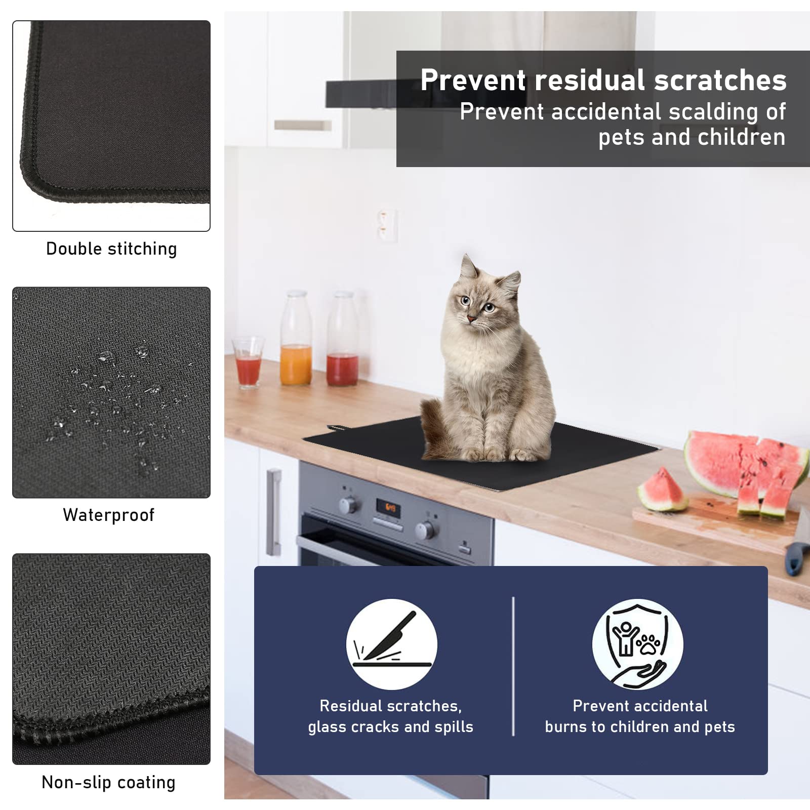 Electric Stove Burner Covers - Heat Resistant, Non-Stick & Washable Stove Top Protectors for Glass Electric Stoves (28.5
