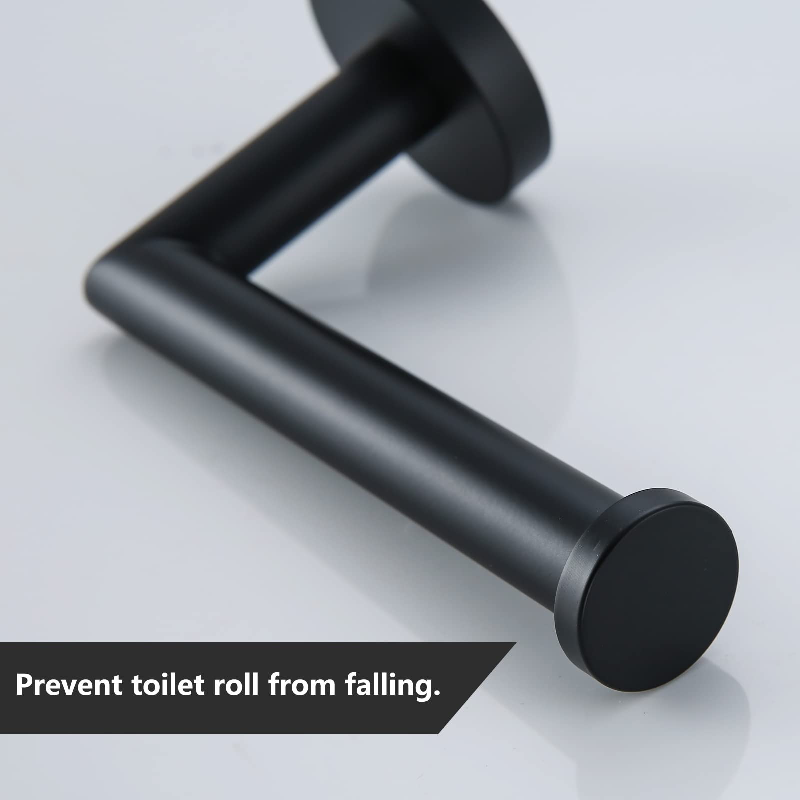 Matte Black Toilet Paper Holder - SUS304 Stainless Steel Wall Mounted Bathroom Tissue Roll Dispenser - 5 Inch Modern Round TP Holder for Kitchen & Washroom (96018-6MB) - Perfect for Home, Office, and Commercial Spaces