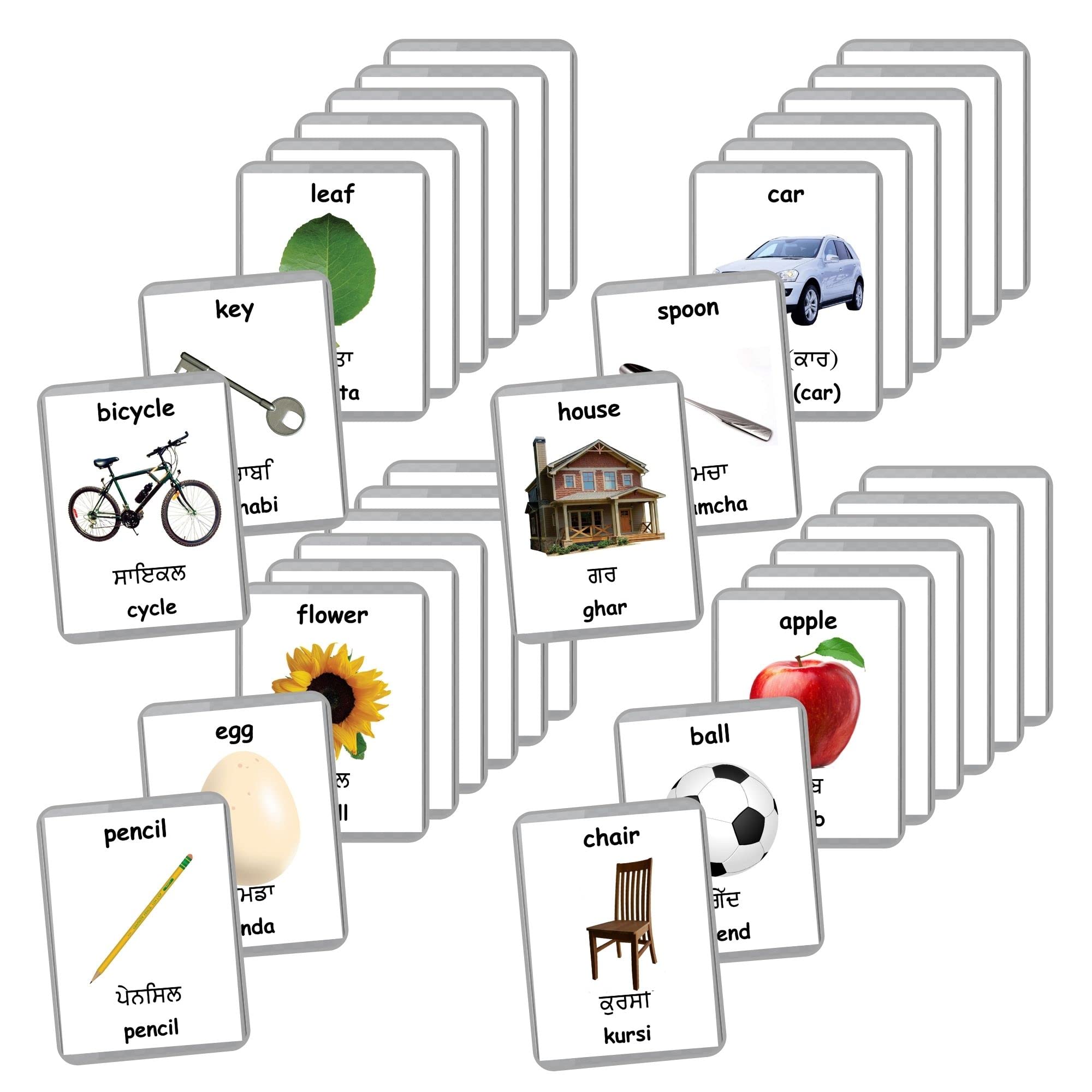 First Words Flash Cards - 48 Early Learning Baby Flash Cards for Toddlers | Bilingual English & Punjabi | Homeschool, Preschool & Montessori Education | Perfect for Language Development & Memory Games