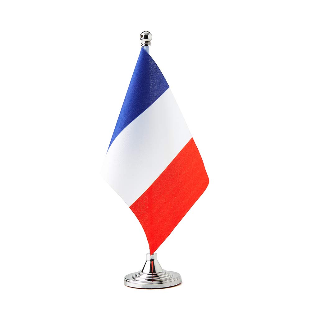 Mini French Flag Desk Decor - Small France Table Flags for Home, Office & Party Decorations - Perfect for National Day, World Cup & Patriotic Events