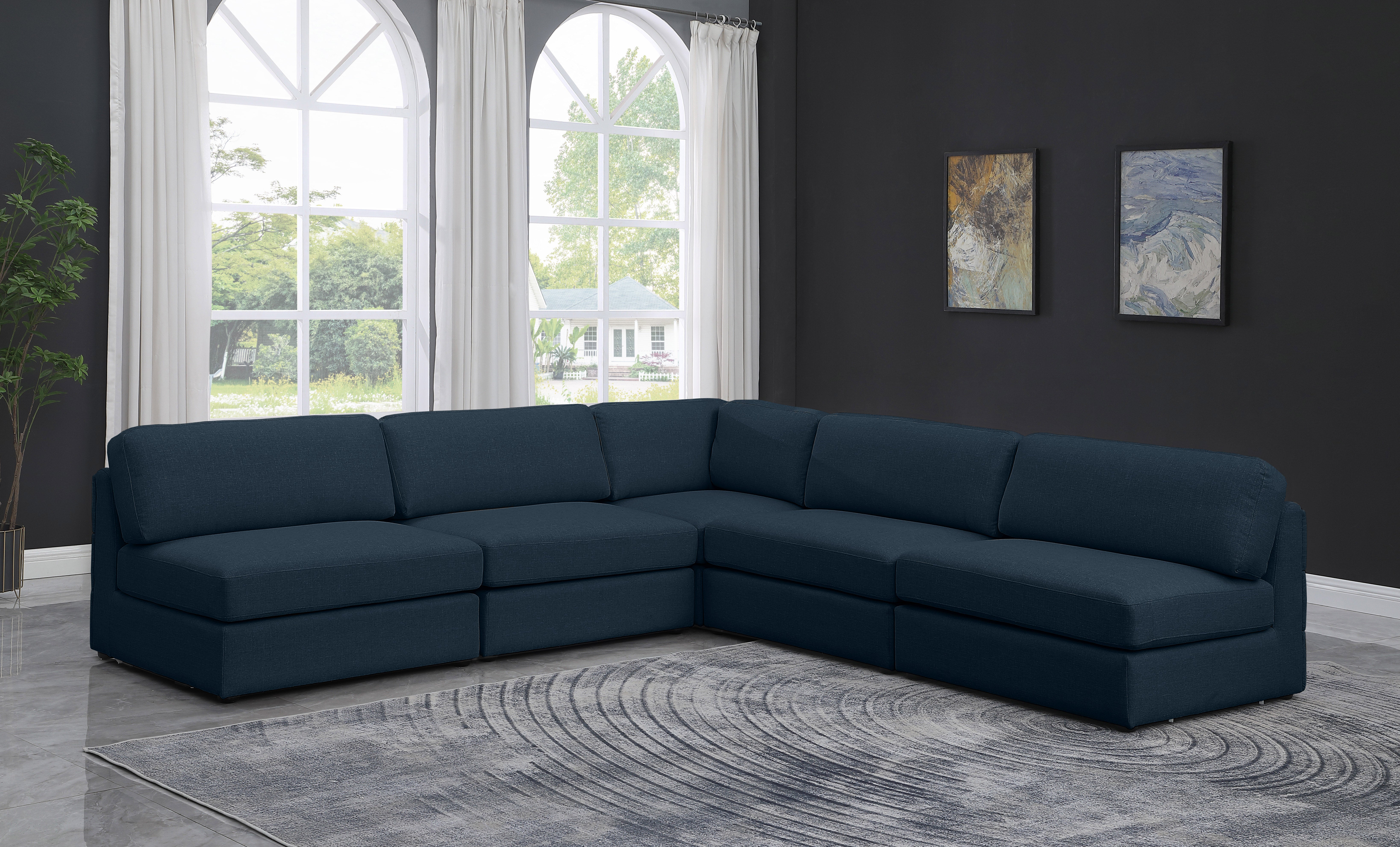 Beckham Durable Linen Textured Fabric Modular Sectional Sofa - Modern L-Shaped Couch for Living Room, Family Room & Home Theater Comfortable Seating