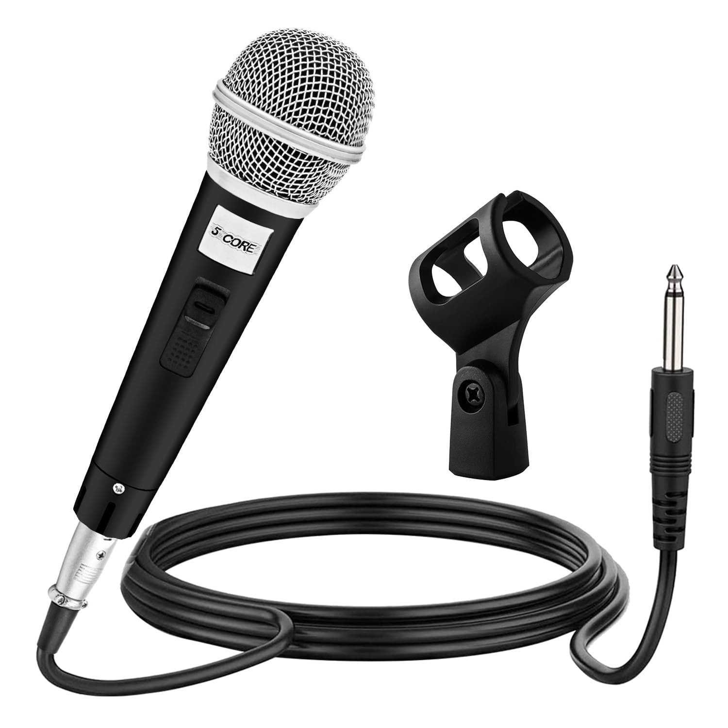 5 Core Dynamic Vocal Microphone with Cardioid Unidirectional Pickup - On/Off Switch & XLR Cable Included - Perfect for Live Singing, Karaoke, Podcasting, and Stage Performances (Model PM 18)