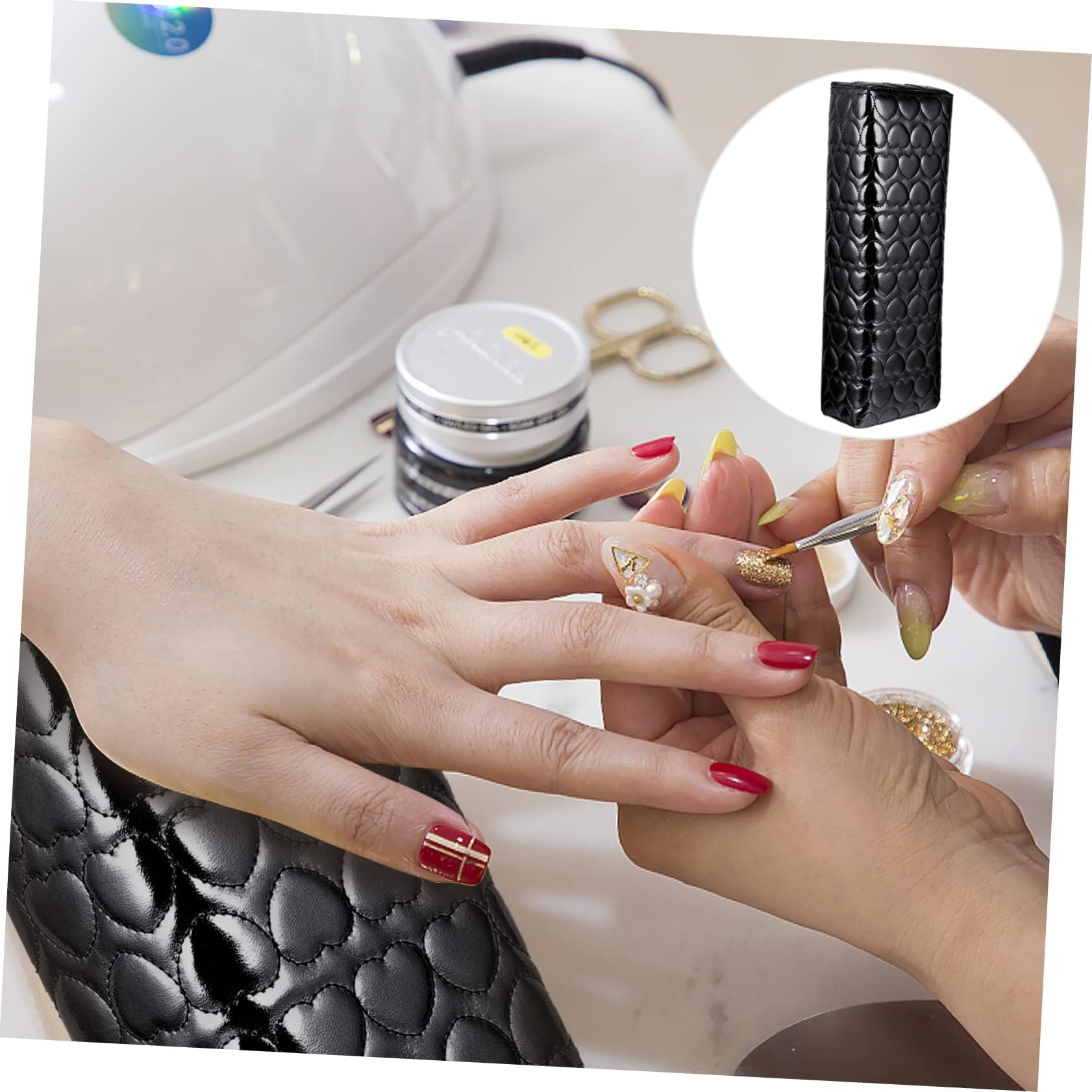 **Black Square Nail Tech Arm Rest Pillow - Soft, Waterproof & Easy to Clean Hand Cushion for Manicures & Pedicures - Perfect for Nail Salons & Home Use (Women's Nail Art Accessory)**