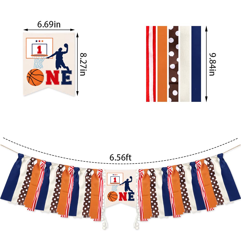 Basketball Theme High Chair Banner for 1st Birthday Party - Burlap Decorations & One Year Old Party Supplies | Perfect for Baby's First Birthday, Sports-Themed Celebrations & Photo Backdrops