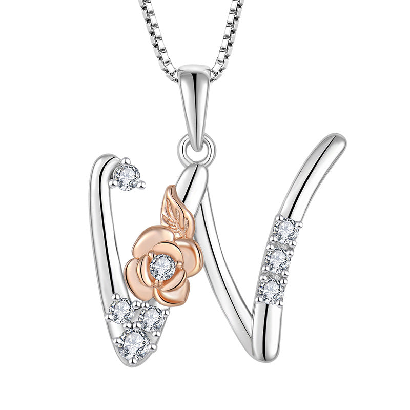 925 Sterling Silver Necklace for Women - Personalized Initial Pendant with Zircon - Elegant Collarbone Chain Jewelry Gift for Her - Perfect for Birthdays, Anniversaries and Special Occasions