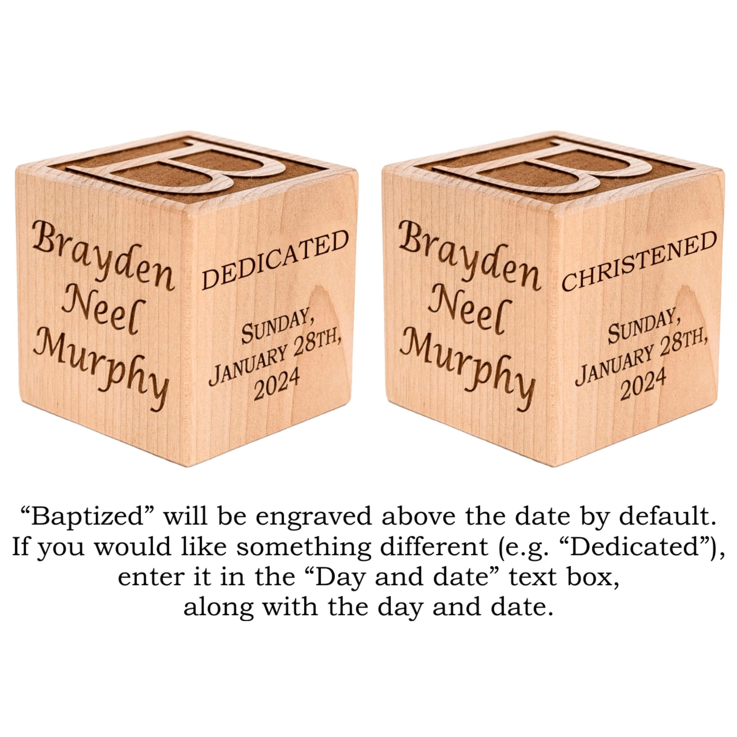 Personalized Baby Baptism Wood Block - Custom Christening Gift for Boys & Girls - 3 Sizes (3