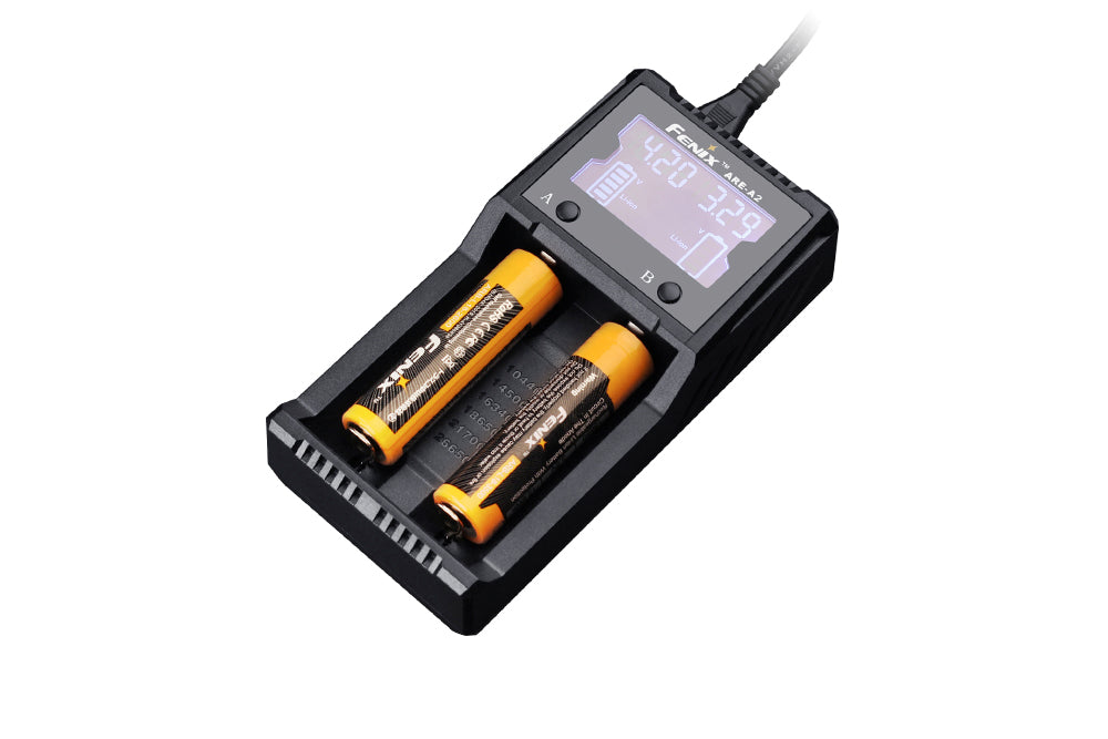 Fenix ARE A2 Dual Channel Smart Battery Charger for Li-ion/NiMH - Fast Charging for Flashlights, Cameras & Electronics at Home or Travel