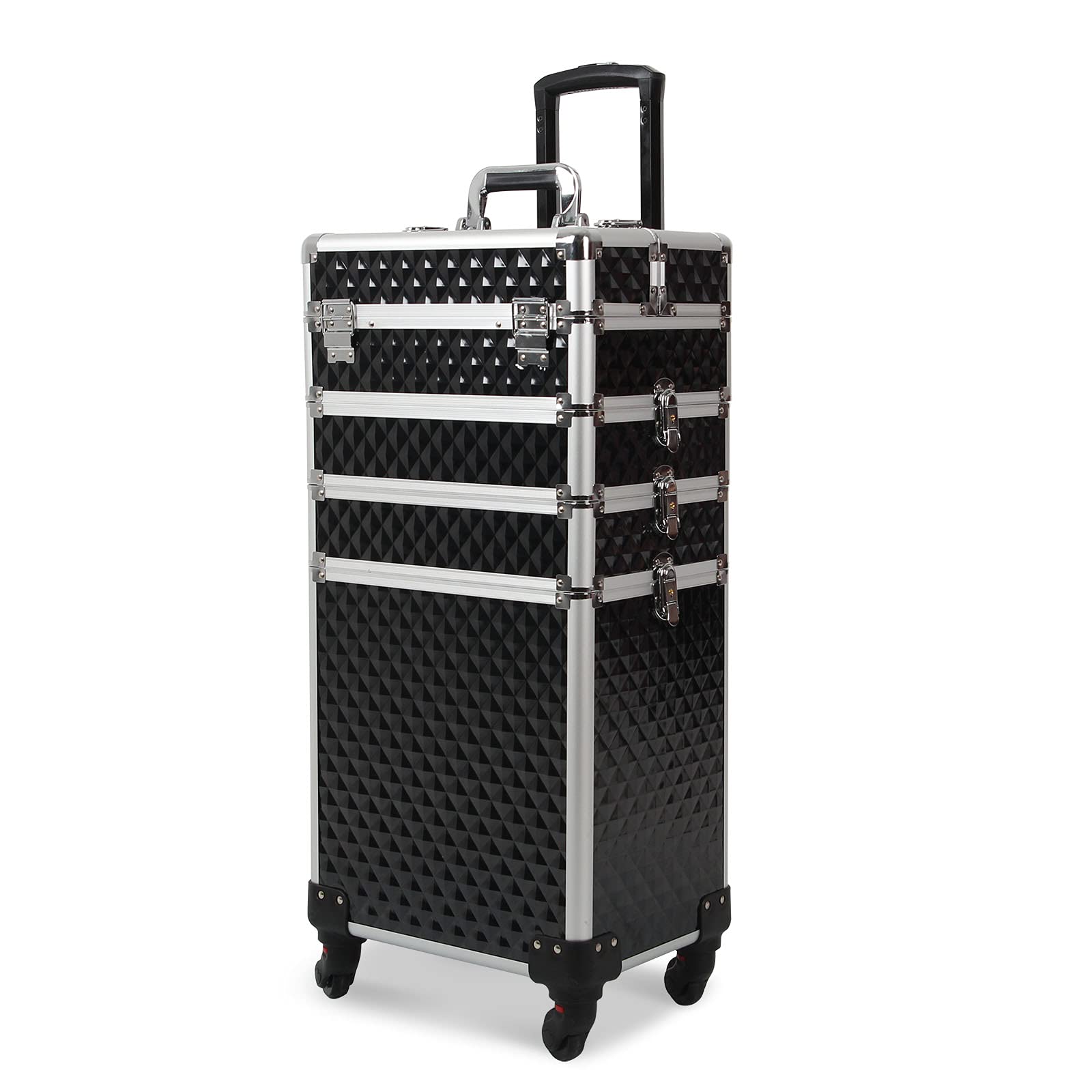 Professional Makeup Train Case with Lock & Mirror - Portable Cosmetic Organizer for Cosmetologists, Aestheticians & Nail Techs - Travel Makeup Storage Box for Salon Supplies & Beauty Tools (Black) - Perfect for Mobile Makeup Artists & Salon Professionals On-The-Go