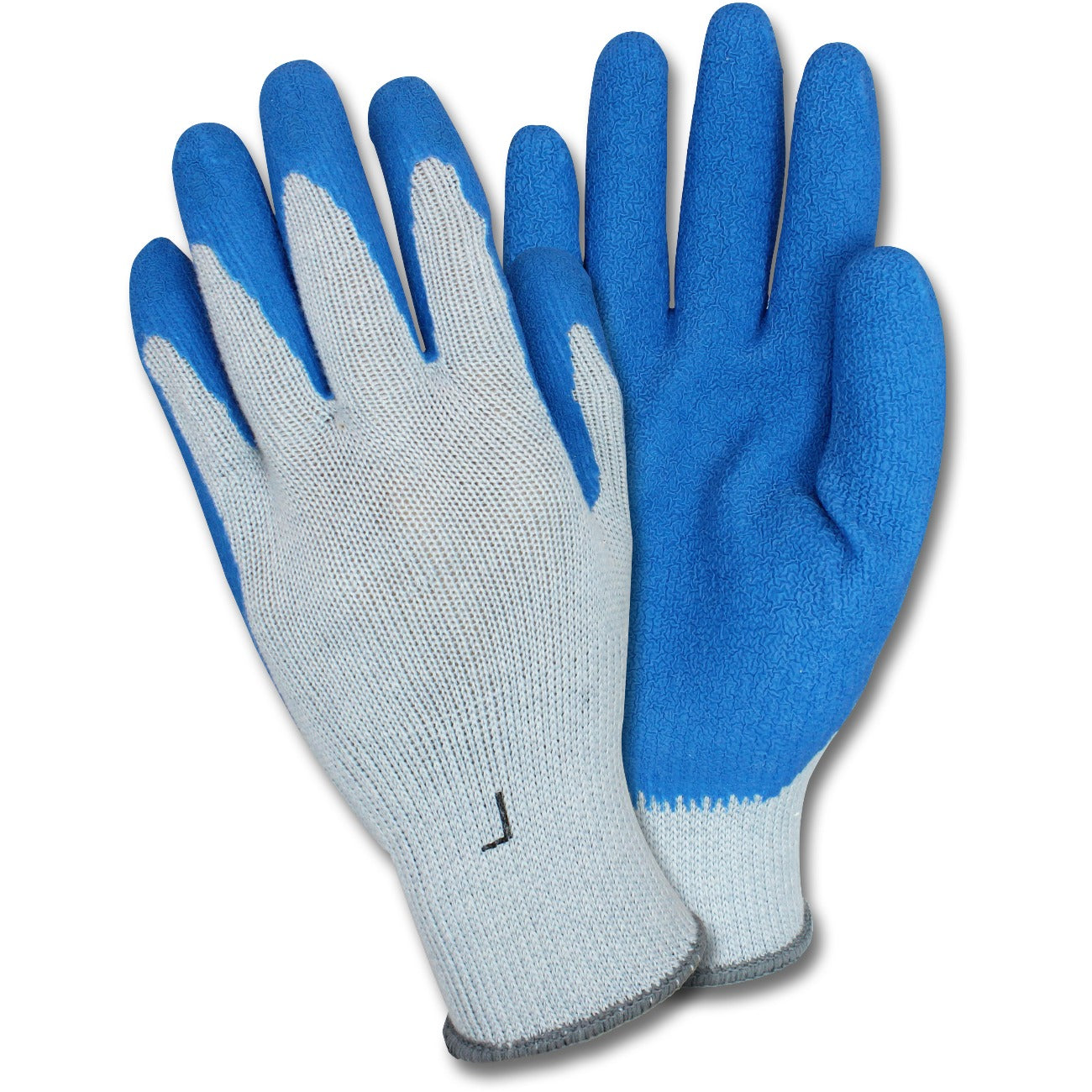 Blue & Grey Coated Knit Work Gloves - 12 Pack - Warm Winter Gloves for Construction, Outdoor Work & Snow Shoveling