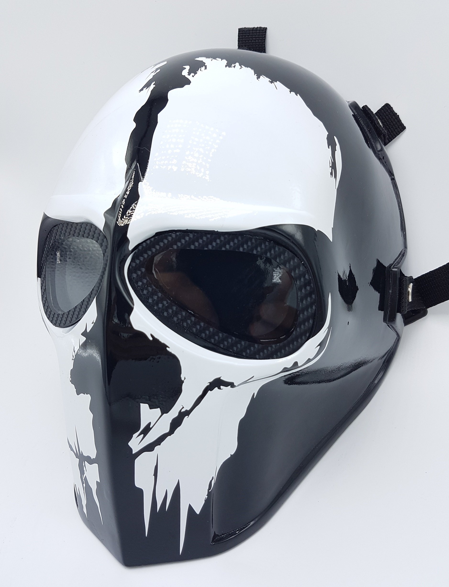 Airsoft Full Face Mask - Army of Two Cosplay, Halloween & Paintball Protective Gear - Black Smiley Ghost Mask (Ghost) - Perfect for Tactical Games, Costume Parties & Airsoft Battles