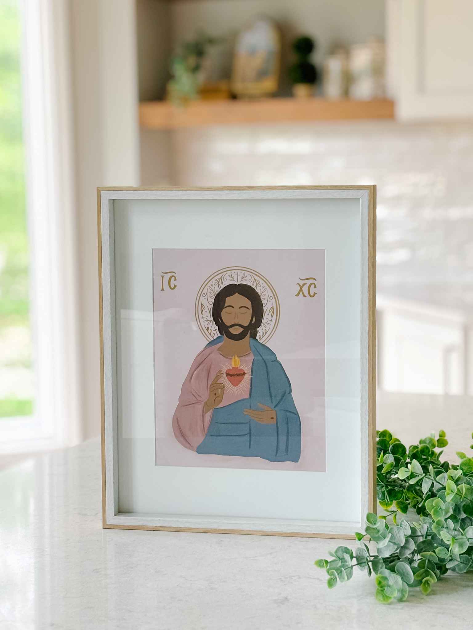 Sacred Heart of Jesus Icon Wall Art Print - Religious Home Decor for Church, Prayer Room & Christian Gifts