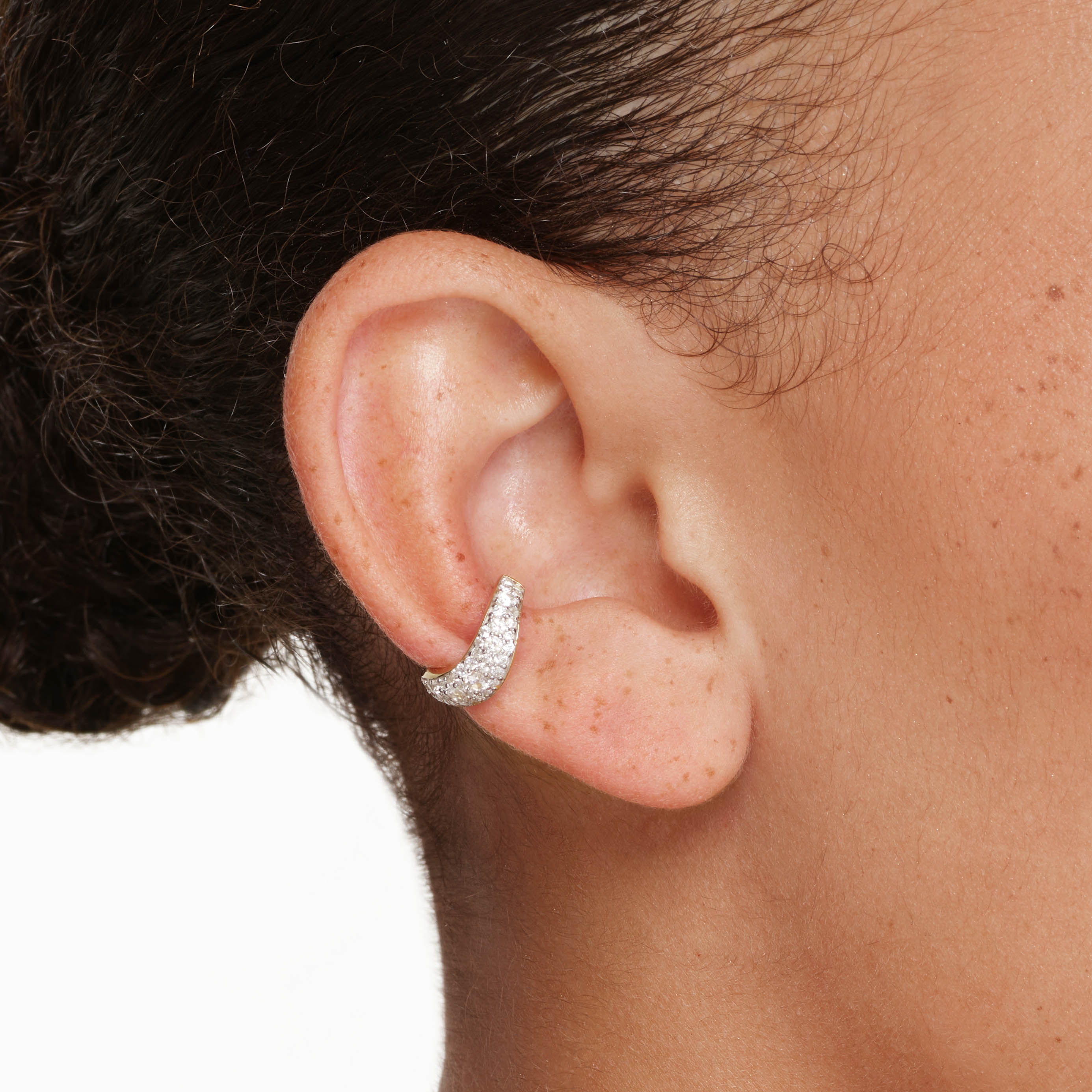 Gold White Zircon Pave Wave Ear Cuff - Elegant Cartilage Earring for Women - Perfect for Parties, Weddings & Everyday Wear