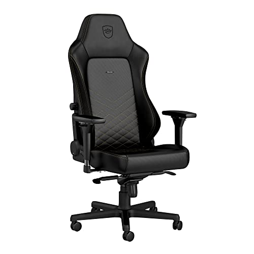 Noblechairs Hero Gaming Chair - Ergonomic Office Chair with Adjustable Lumbar Support, PU Leather, Black & Gold | Perfect for PC Gaming, Home Office & Esports
