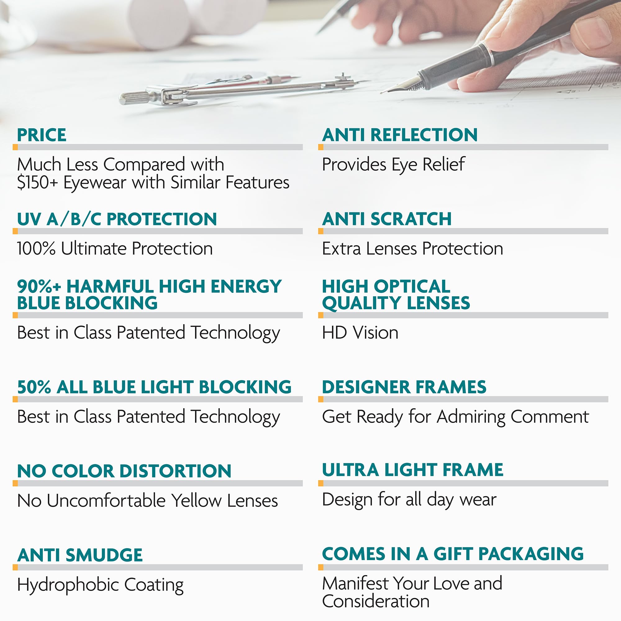 Prospek Blue Light Blocking Glasses for Men & Women - Clear Lens Computer Glasses - Anti Eye Strain & UV Protection - Perfect for Gaming, Office Work & Screen Use