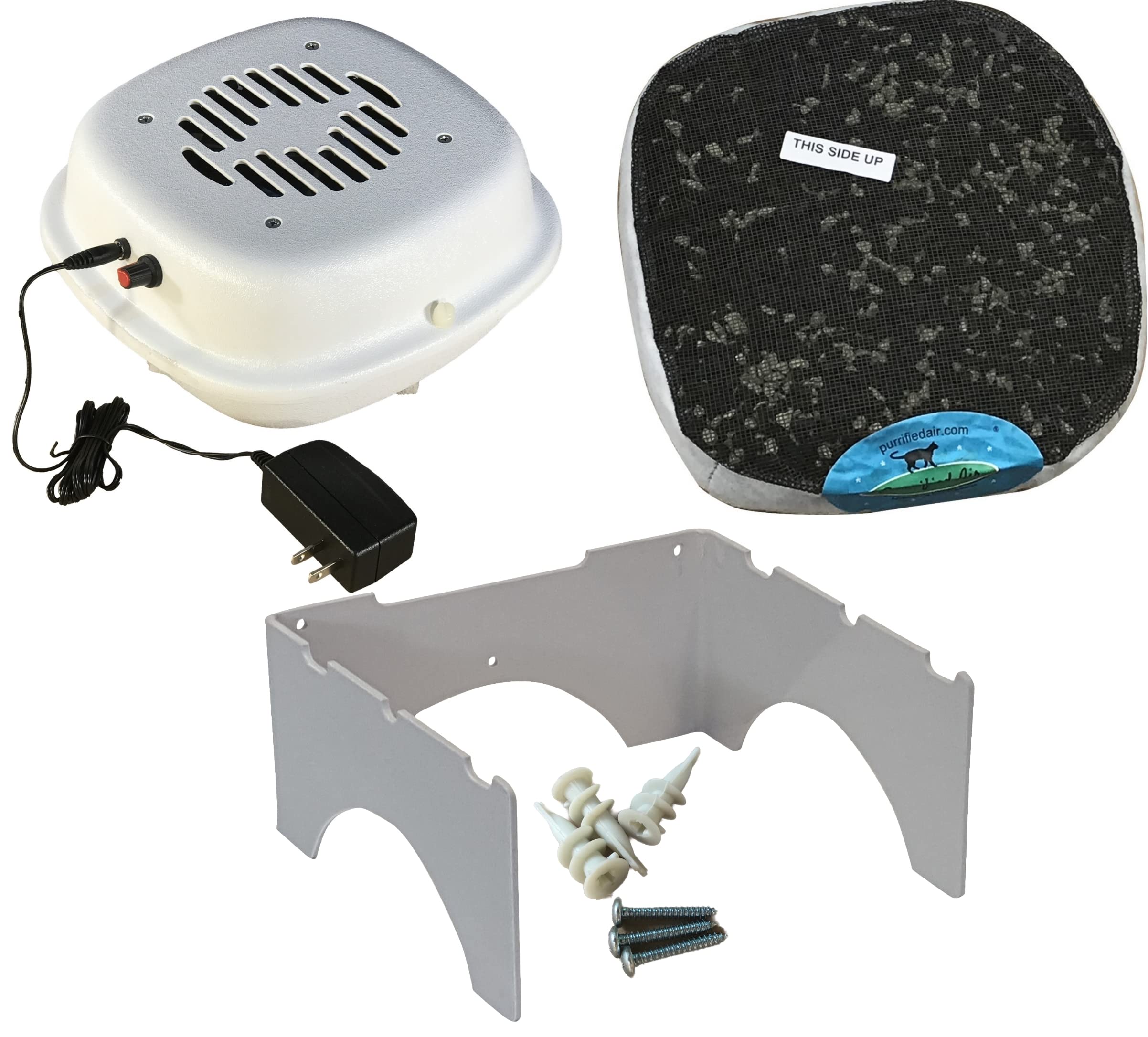 Purrified Air Litter Box Air Purifier with Extra Filters & Wall/Table Mount - Odor Eliminator for Cats, Ferrets & RVs - Perfect for Home, Office & Travel Use