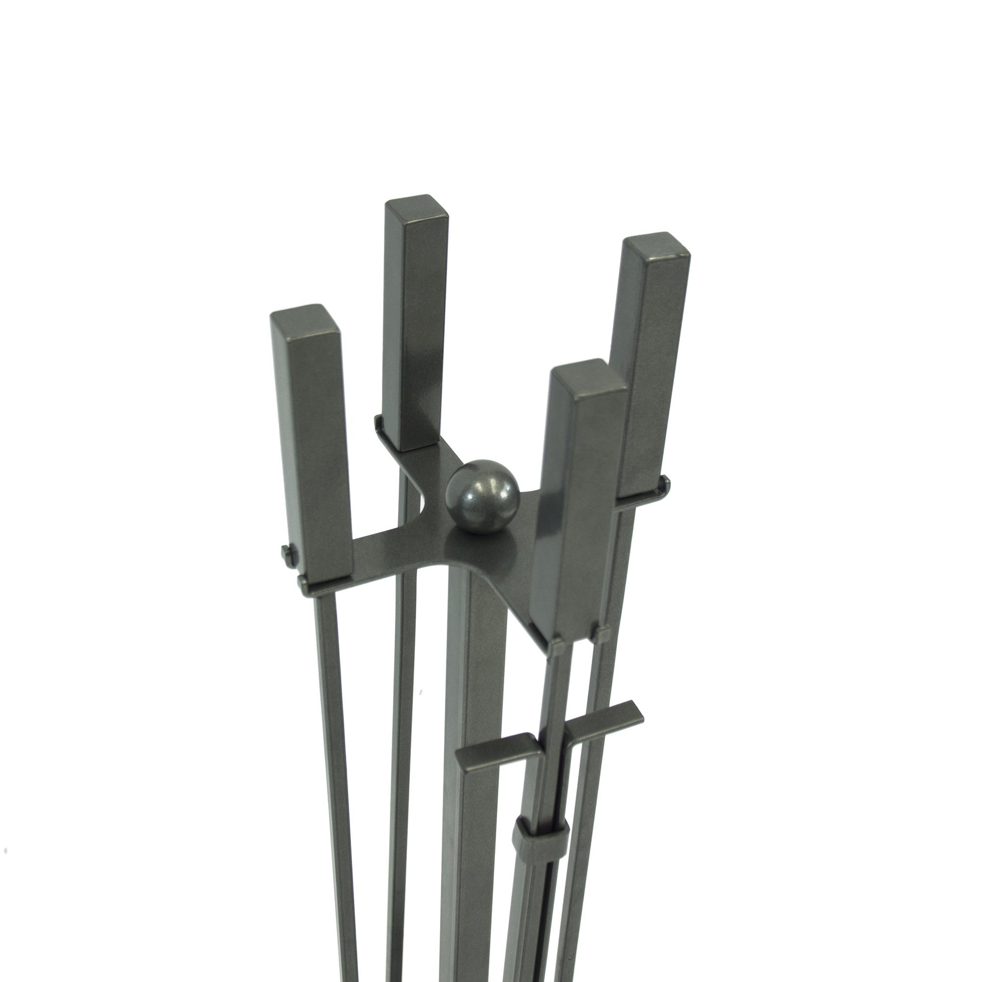 Pleasant Hearth Atticus 4-Piece Fireplace Tool Set with Stand - Heavy Duty Steel Fireplace Accessories for Wood Burning Stoves & Fire Pits - Perfect for Indoor/Outdoor Fireplace Maintenance & Decoration