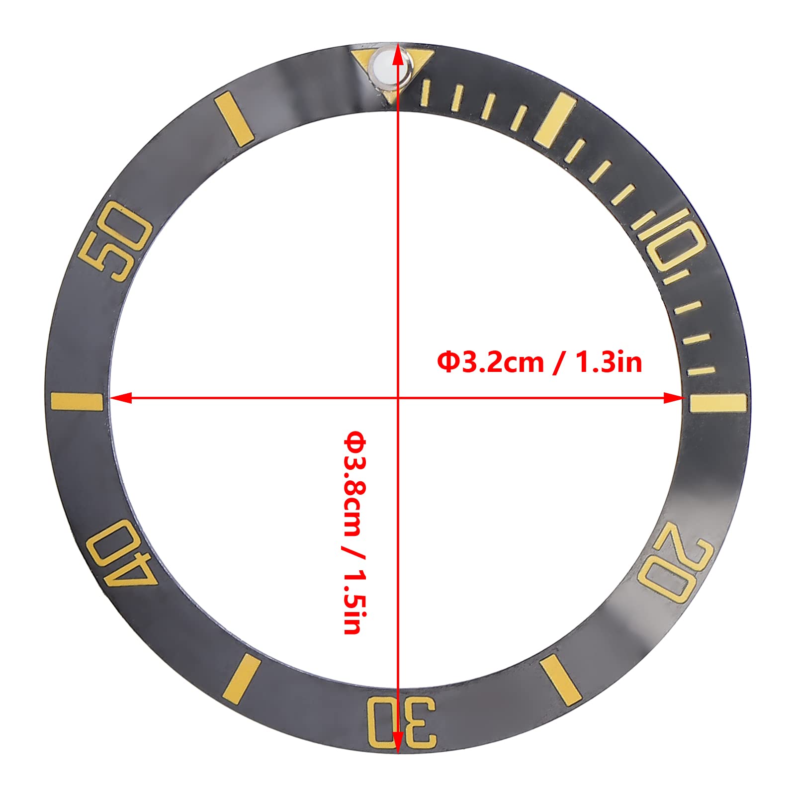 Ceramic Watch Bezel Insert Ring - Black & Gold for Professional Replacement