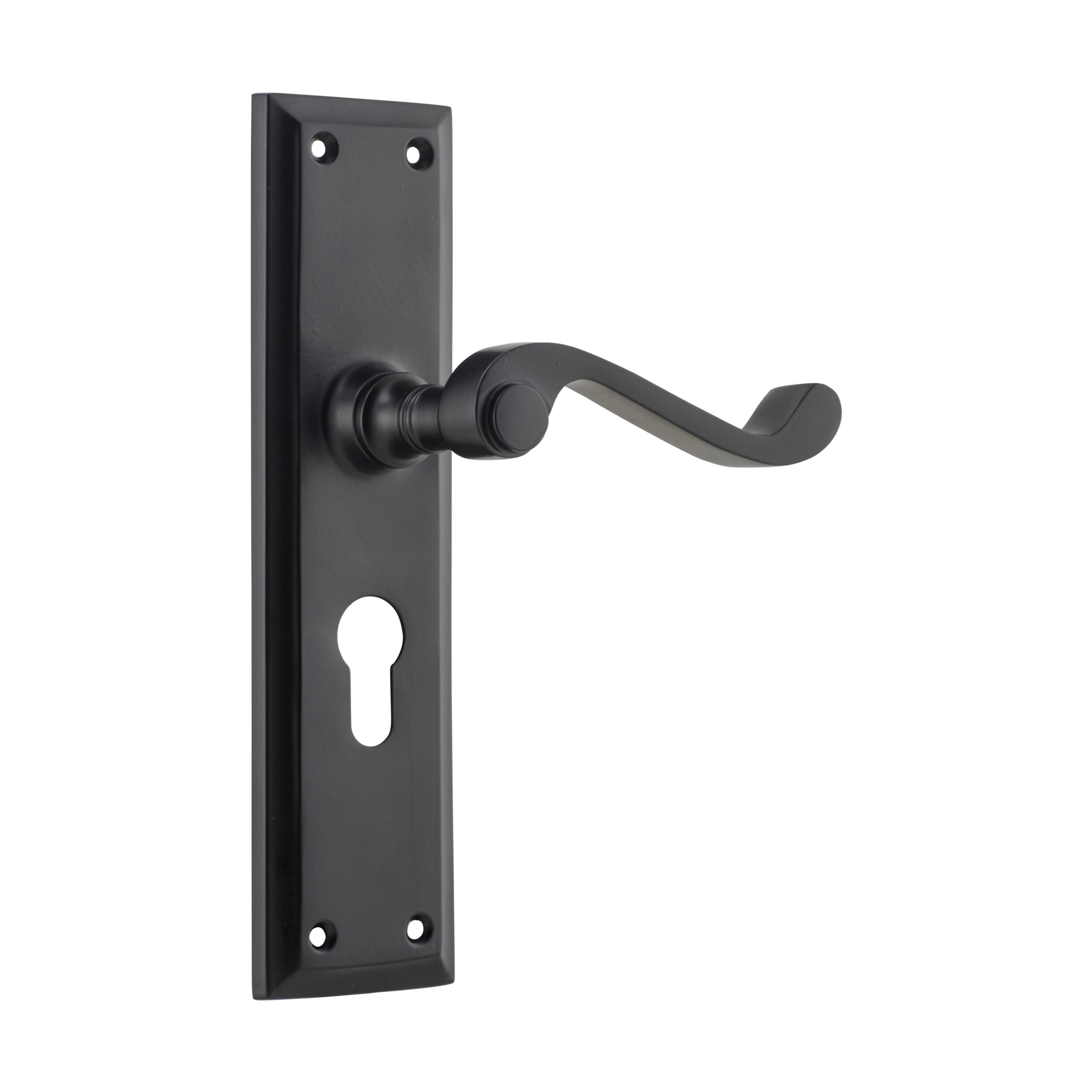 Milton Euro 9610E Door Lever Pair - Matte Black Finish, H200xW50xP68mm - Perfect for Modern Homes, Offices & Commercial Spaces