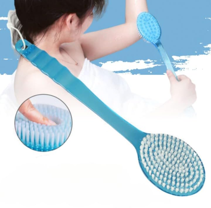 Premium Long Handle Soft Bristle Exfoliating Bath Brush - Deep Cleansing & Massage for Knees, Elbows & Ankles - Men & Women - Pack of 1 (Random Color) - Ideal for Shower, Spa & Dry Brushing Therapy