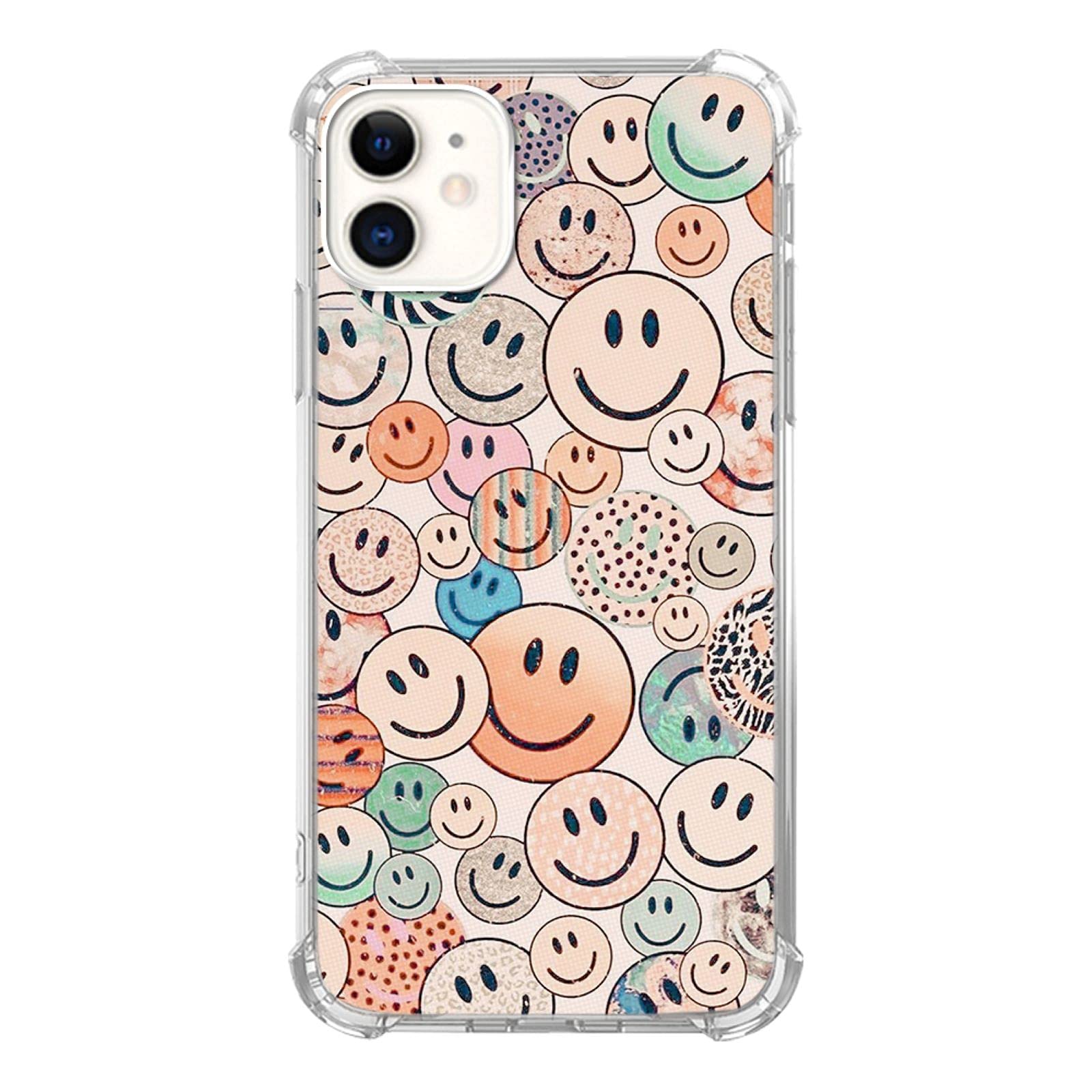 Trendy Smiley Face iPhone 11 Case - Cute Hippie Aesthetic Peach TPU Bumper Cover for Women & Girls | Perfect for Everyday Use, Travel & Festival Outfits