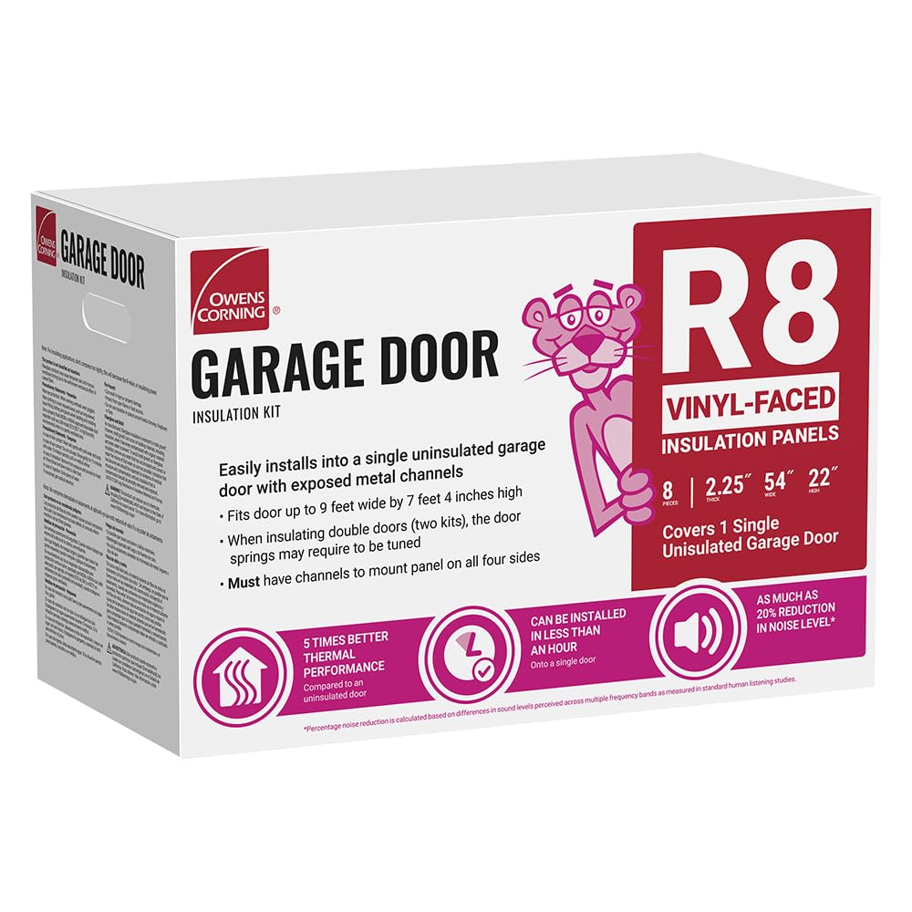 Owens Corning Garage Door Insulation Kit - Energy Efficient Foam Board Insulation for Metal & Wood Garage Doors | Reduce Noise & Save Energy | Perfect for Cold Climates & Home Workshops