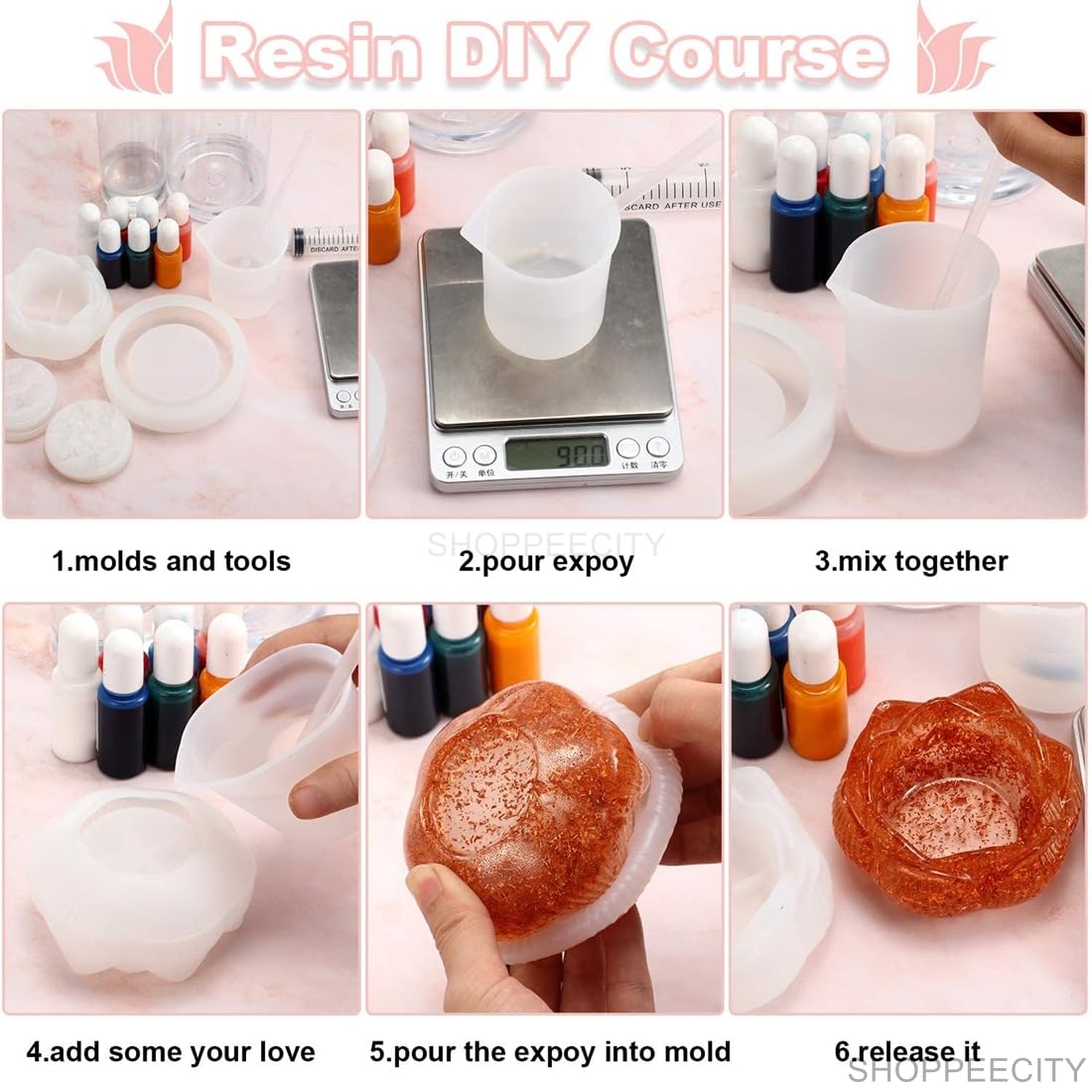 Lotus Shaped Tea Light Candle Holder Silicone Mold | DIY Epoxy Resin Flower Candle Molds for Jewelry Box, Bowl & Home Decor | 3D Lotus Resin Casting Molds for Candle Making & Craft Projects | Perfect for Wedding, Party & Spa Decorations