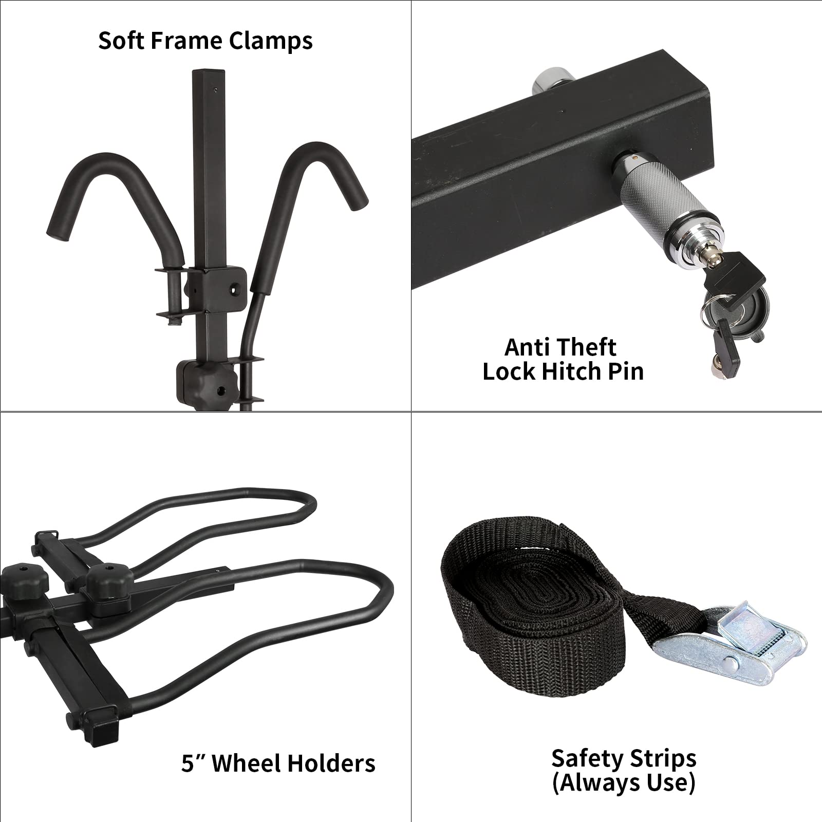 WEIZE 2-Bike Hitch Bike Rack - Wobble Free Smart Tilting Bicycle Carrier for Standard, Fat Tire & E-Bikes - 160 lbs Capacity - 2-Inch Receiver - Perfect for Road Trips, Camping & Outdoor Adventures