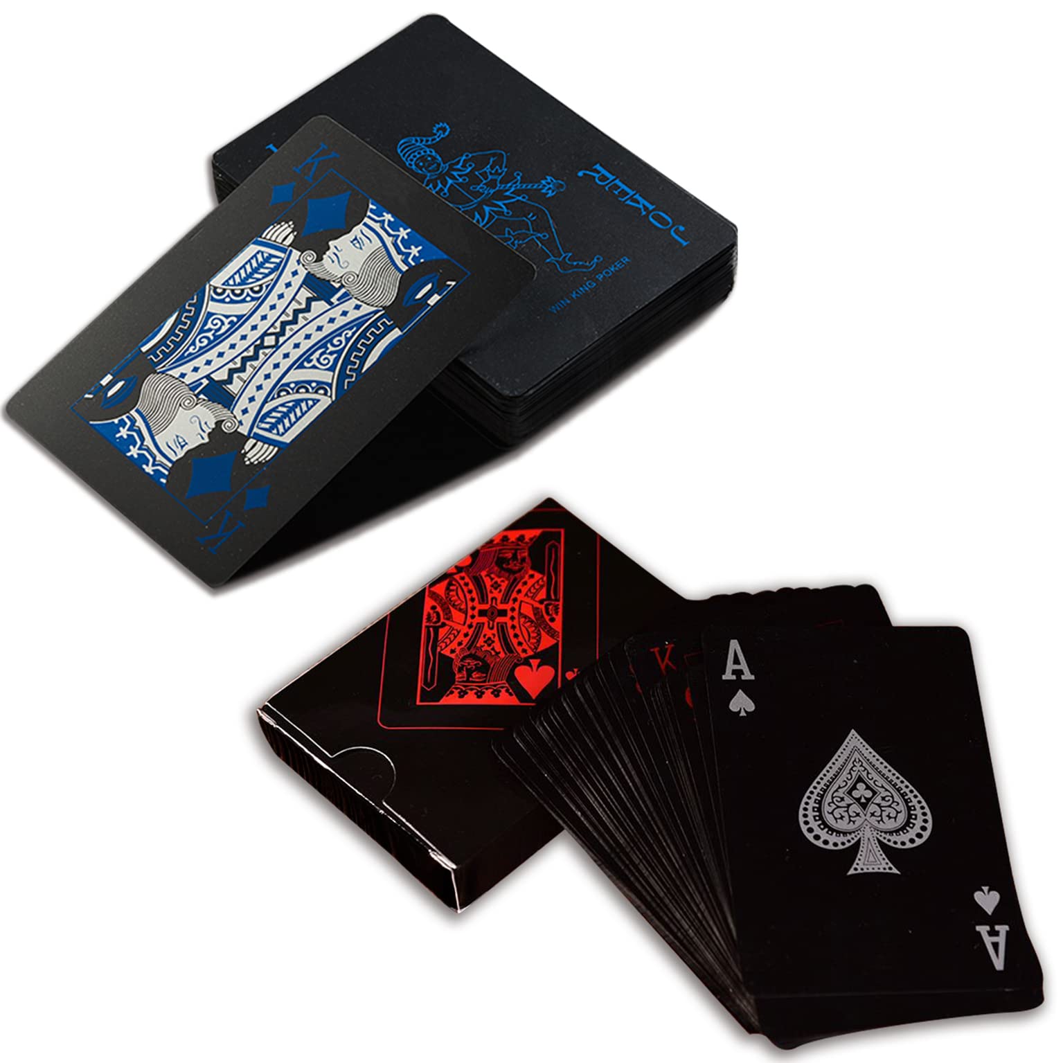 2 Pack Waterproof Plastic PVC Poker Cards - Flexible Classic Trick Playing Cards for Casino, Poker Nights, and Magic Shows