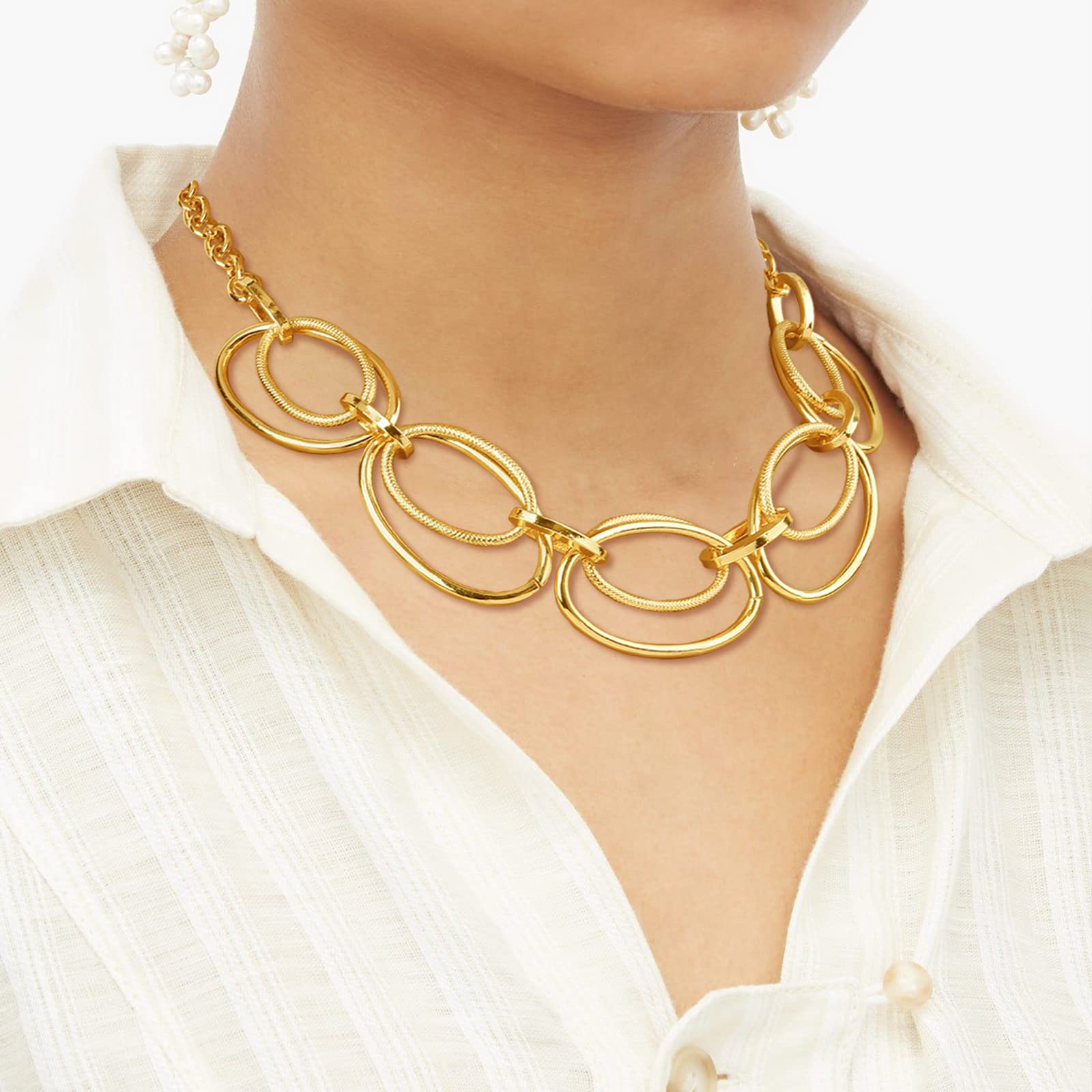 14K Gold Plated Silver Chain Necklace for Women - Thick Layered Long Necklace - Perfect for Everyday Wear, Parties & Special Occasions