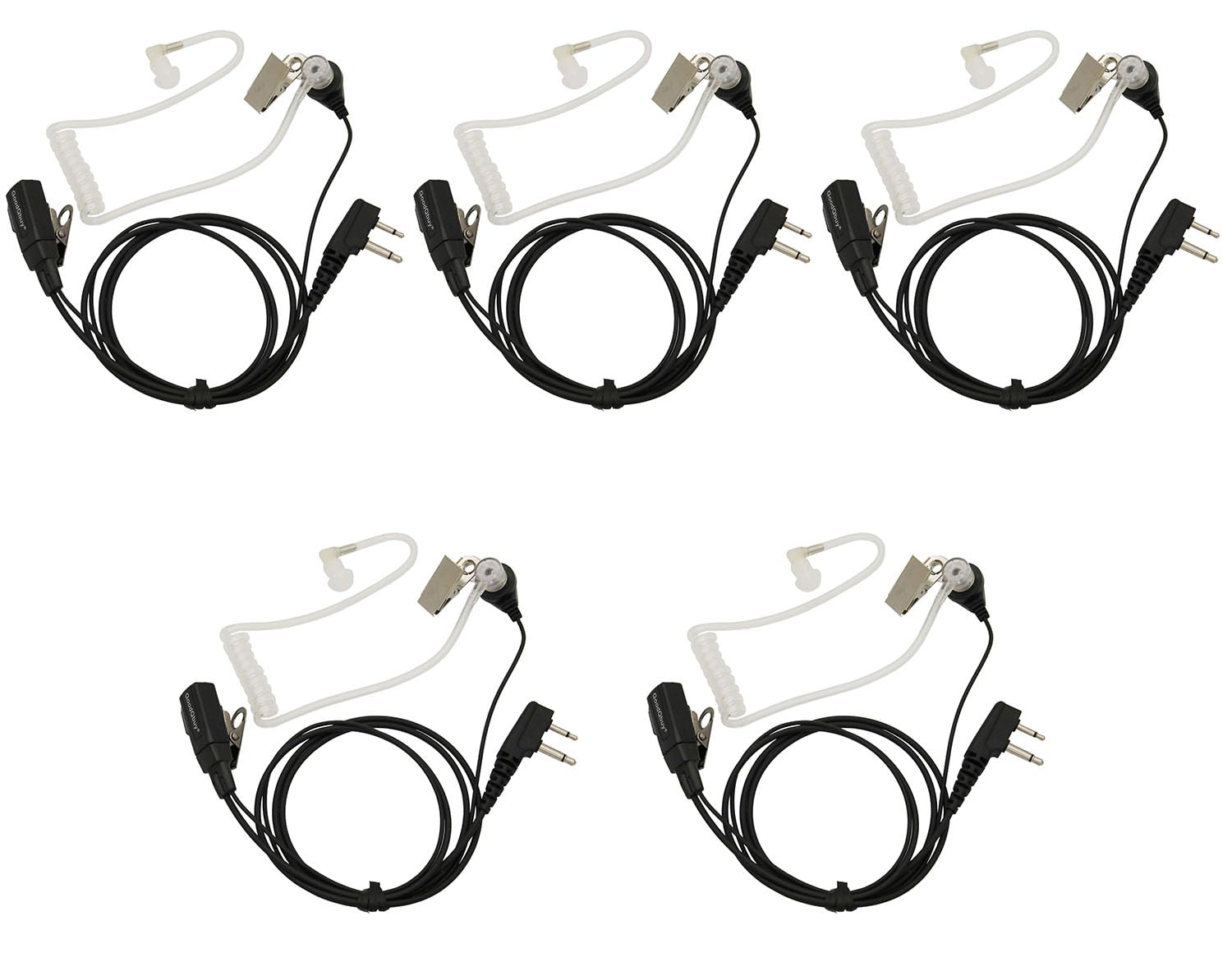 Midland Walkie Talkie Earpiece - 5 Pack Covert Acoustic Tube Headset with PTT Button | Compatible with Midland GXT1000VP4, LXT500VP3, GXT1050VP4, GXT1000XB | Ideal for Security, Construction & Outdoor Adventures