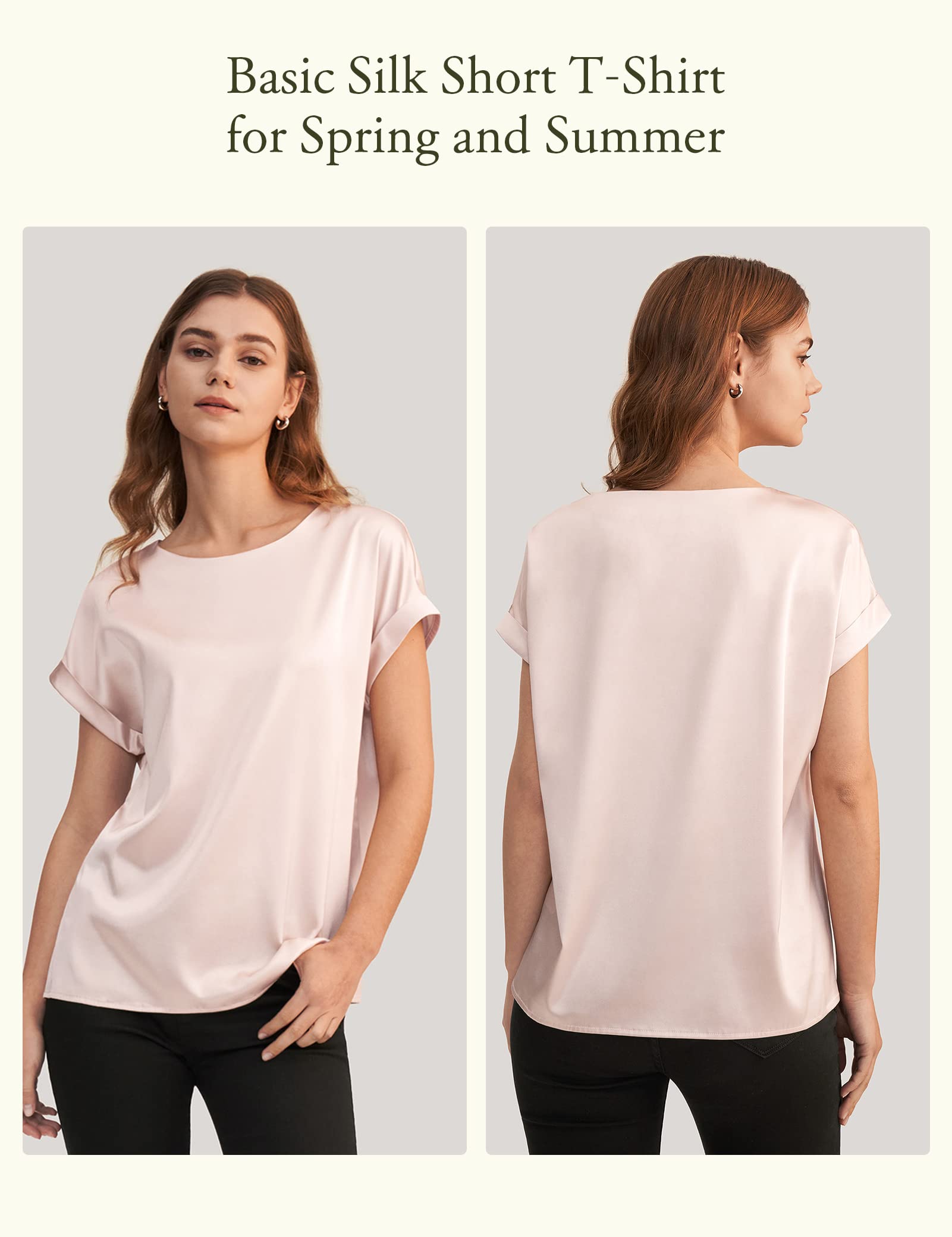 Luxury LilySilk Women's Short Sleeve Silk Blouse - 100% Pure Mulberry Silk Top for Spring & Summer | Office Wear, Business Casual & Everyday Elegance