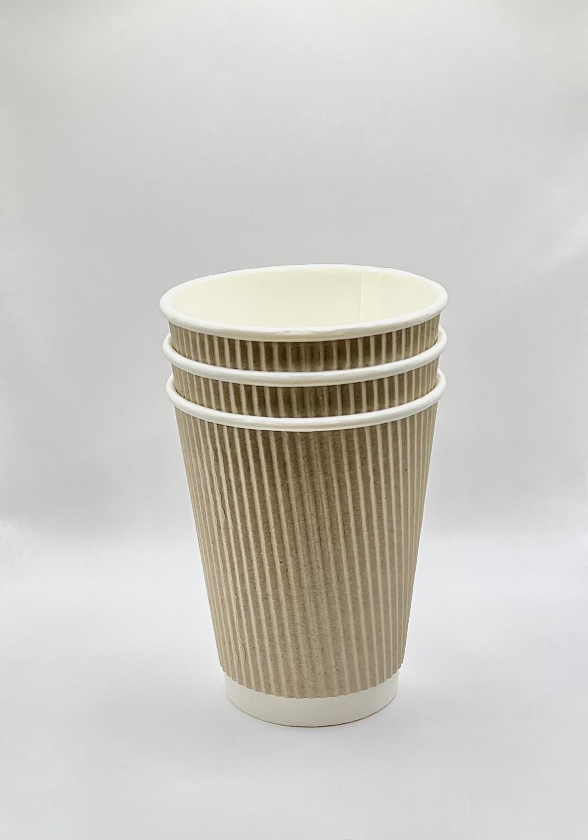 500 Pack 8oz (240ml) Kraft Brown Triple Wall Disposable Coffee Cups - Eco-Friendly Ripple Design for Hot Beverages, Perfect for Coffee Shops, Offices, and Catering Events