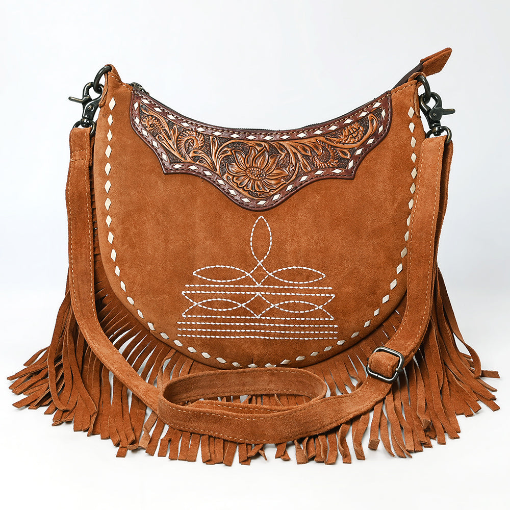 American Darling ADBG1663 Genuine Leather Crossbody Bag for Women - Hand-Tooled Suede Western Purse - Perfect for Casual Outings, Travel & Everyday Use