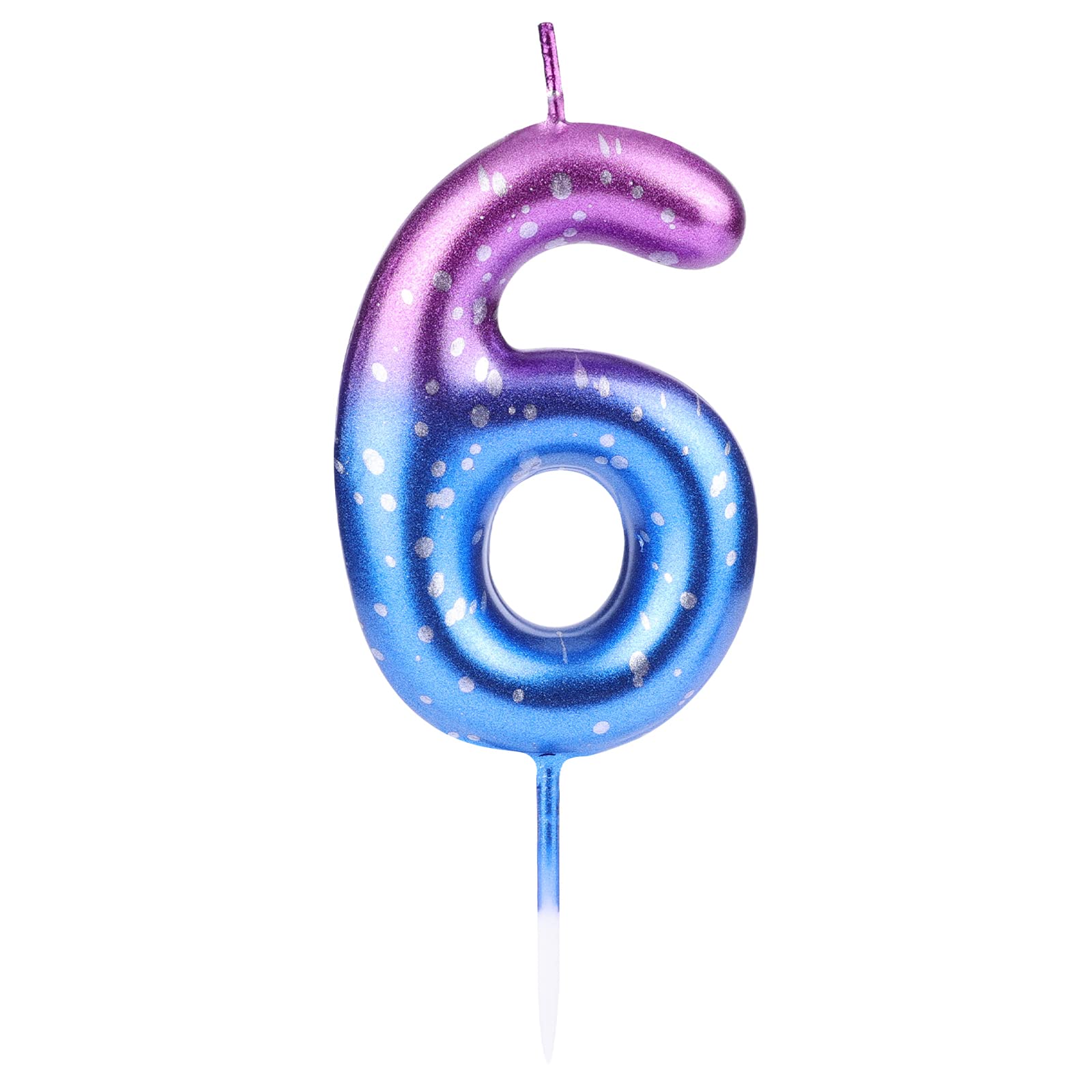 LUTER Purple Blue Gradient Birthday Candles - 6 Pack for Cakes, Parties & Weddings