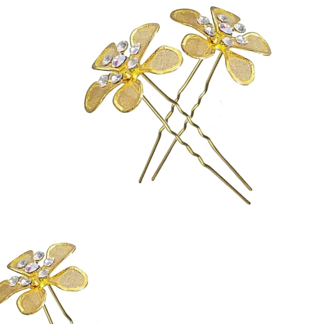 ORAS 10Pcs Golden Bridal Flower Hair Pins for Women - Elegant Wedding Hair Accessories, Floral Hair Clips for Bridesmaids, Prom, Parties & Special Occasions
