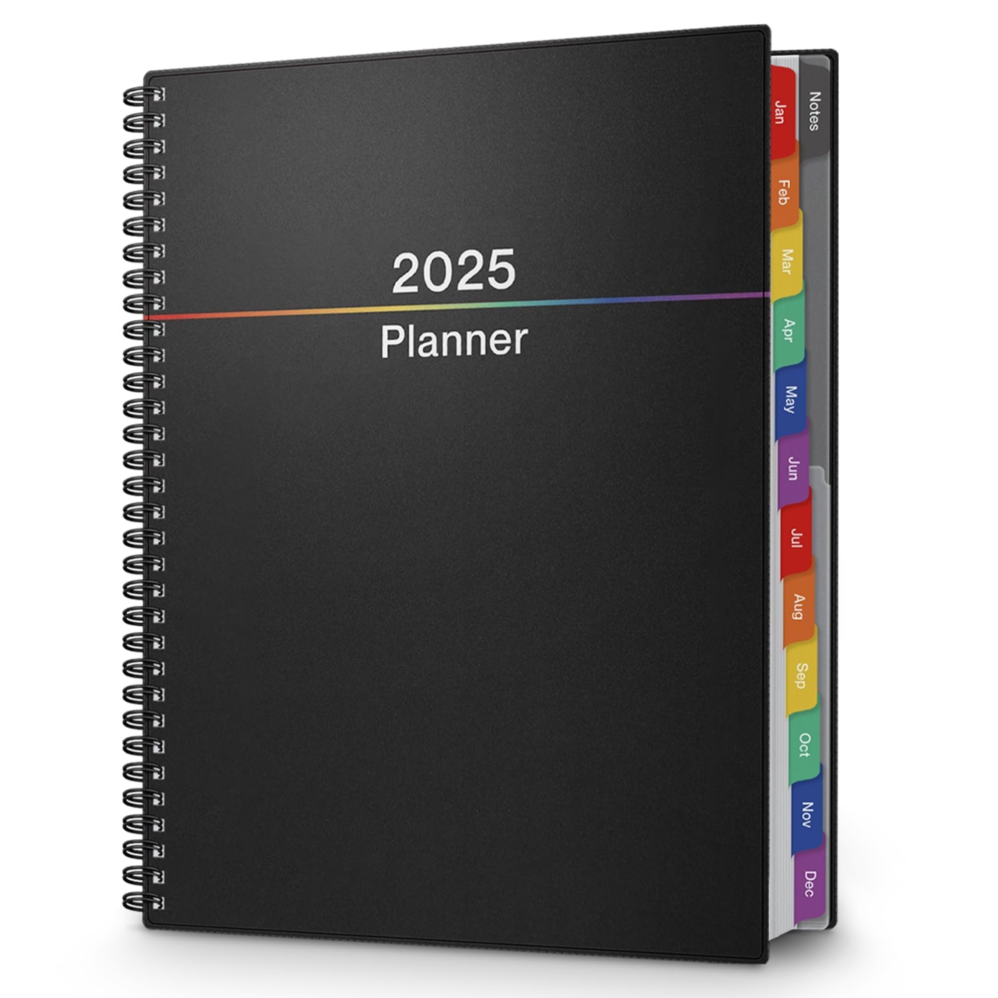 **Dunwell 2025 Planner - 8.5x11 Large Daily & Weekly Scheduler with Laminated Monthly Tabs, Plastic Covers, Bookmark & Stickers - Perfect for Work, School & Personal Organization**