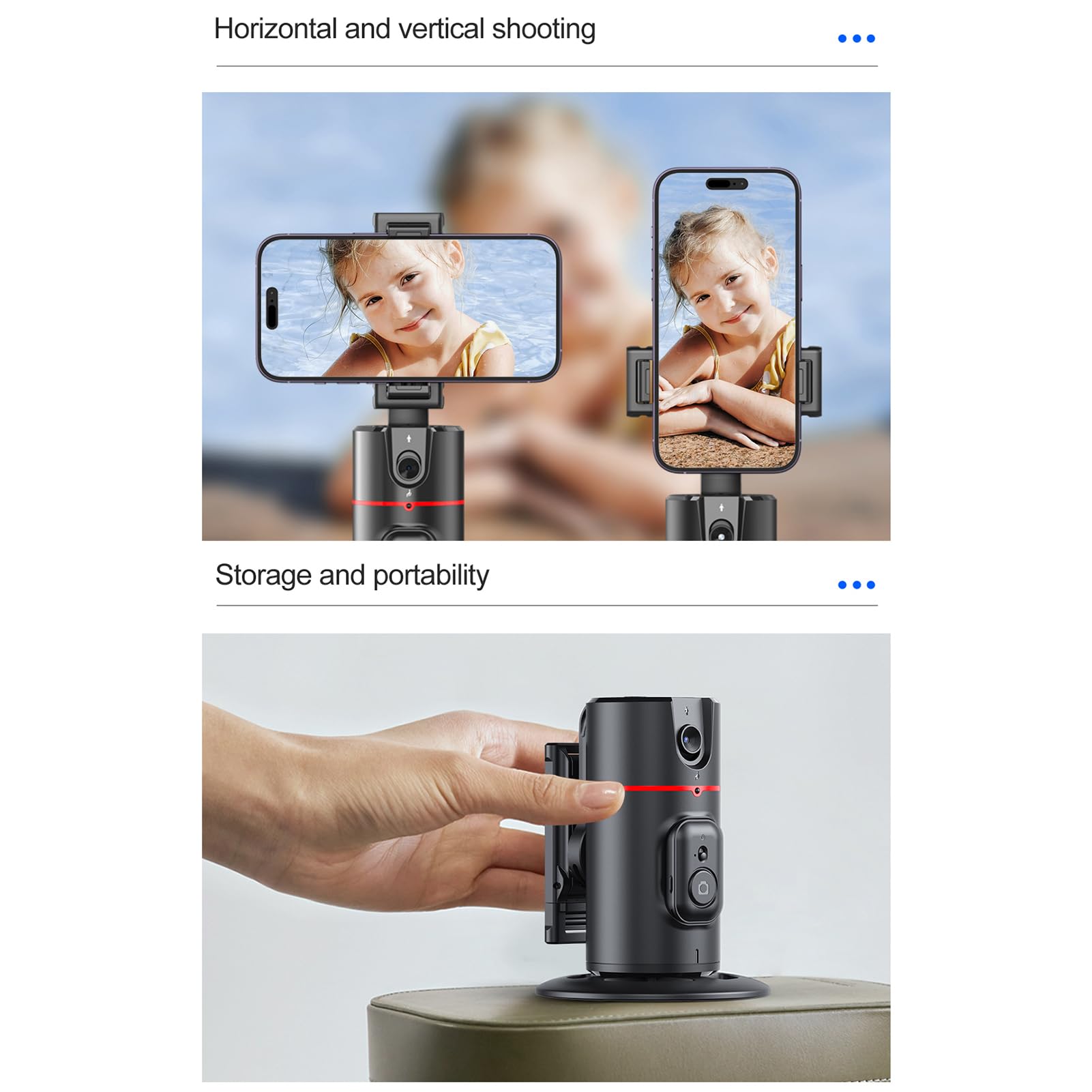 Smart Selfie Gimbal with Auto Face Tracking - 360° Rotating Phone Tripod Stand for Stable Videos & Photos | Perfect for Vlogging, Live Streaming, TikTok & YouTube Content Creation