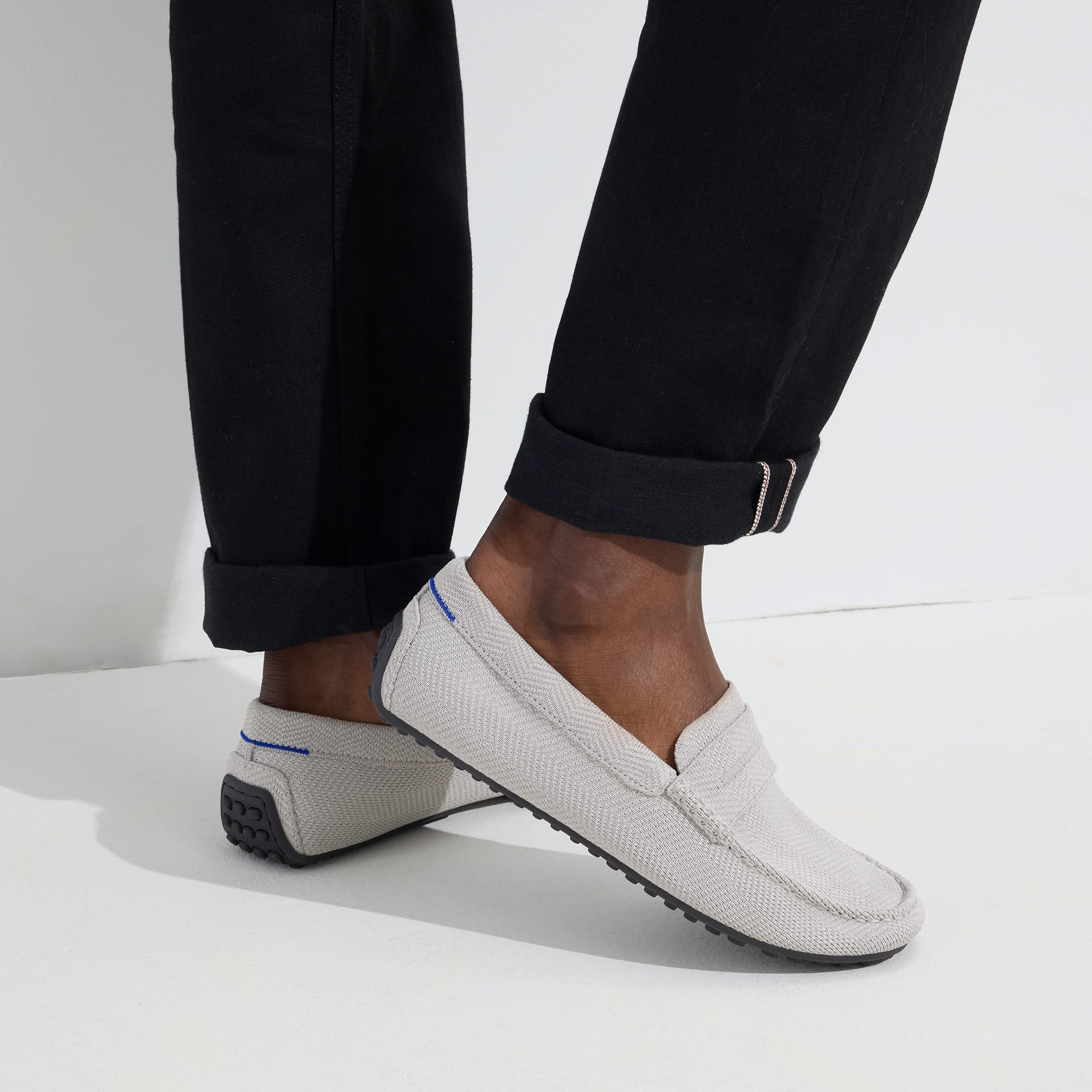 Premium Men's Driving Loafers - Light Grey Herringbone Textured Slip-On Shoes for Casual & Business Wear | Comfortable & Stylish Footwear for Driving, Office & Weekend Outings