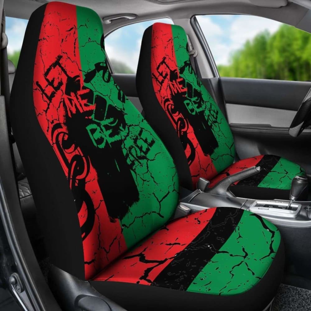 African Print Car Seat Covers - Pan African Flag Design 'Let Me Be Free' Style Bn19-153908 - Perfect for Cars, Trucks & SUVs - Cultural Pride Auto Accessories