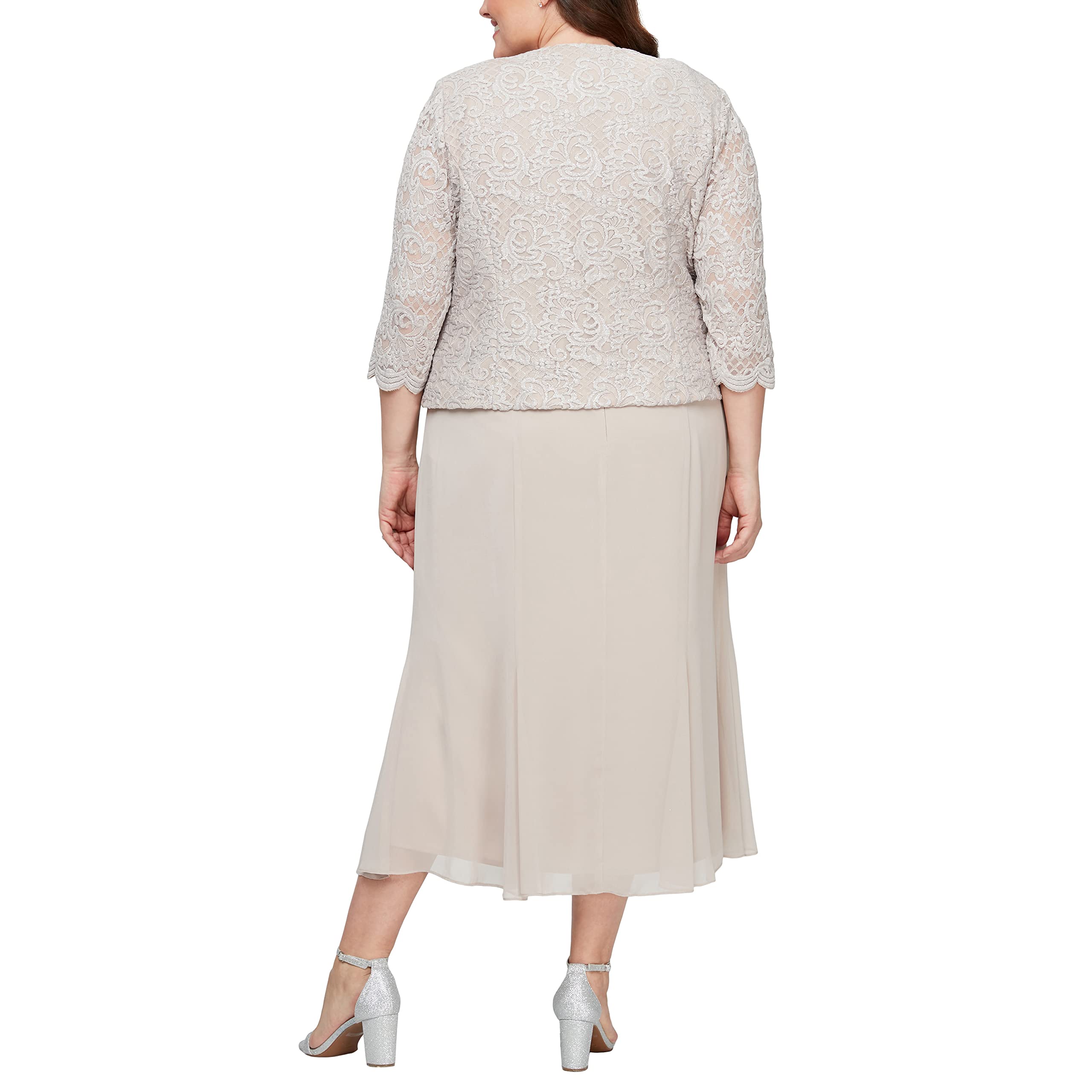 Alex Evenings Women's Plus Size Tea-Length Mother of The Bride Jacket Dress for Formal Events & Wedding Guest - Perfect for Weddings, Galas, and Special Occasions