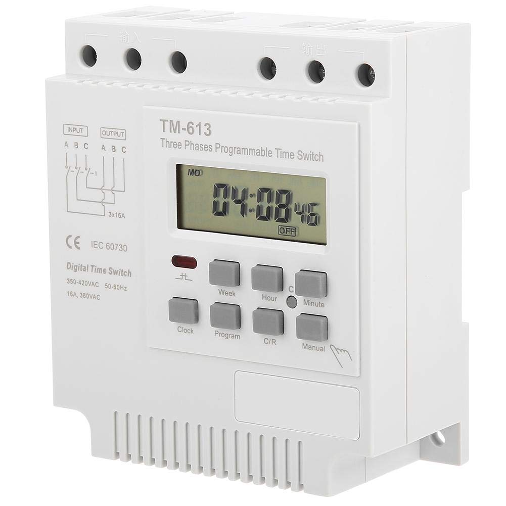 Walfront TM-163 380V Smart Digital 3-Phase Timer Switch - Programmable Weekly Relay Power Controller for Industrial Equipment & Home Automation
