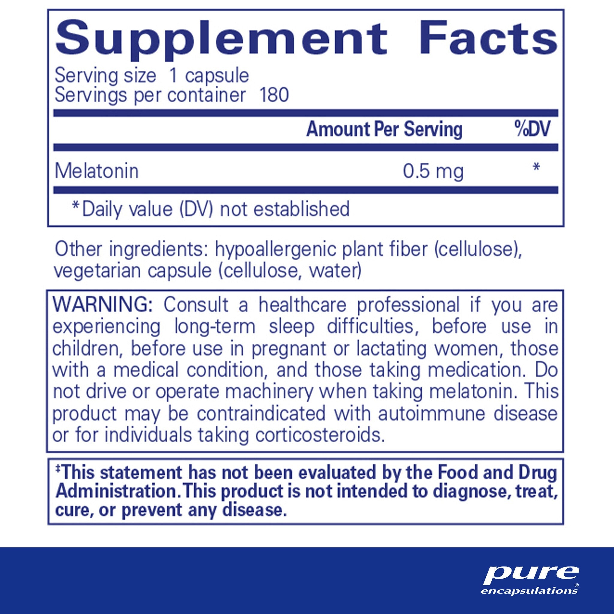 Pure Encapsulations Melatonin 0.5 mg Supplement | Natural Sleep Aid for Adults & Kids | Promotes Relaxation & Better Sleep Quality | Perfect for Jet Lag, Shift Work & Insomnia Relief