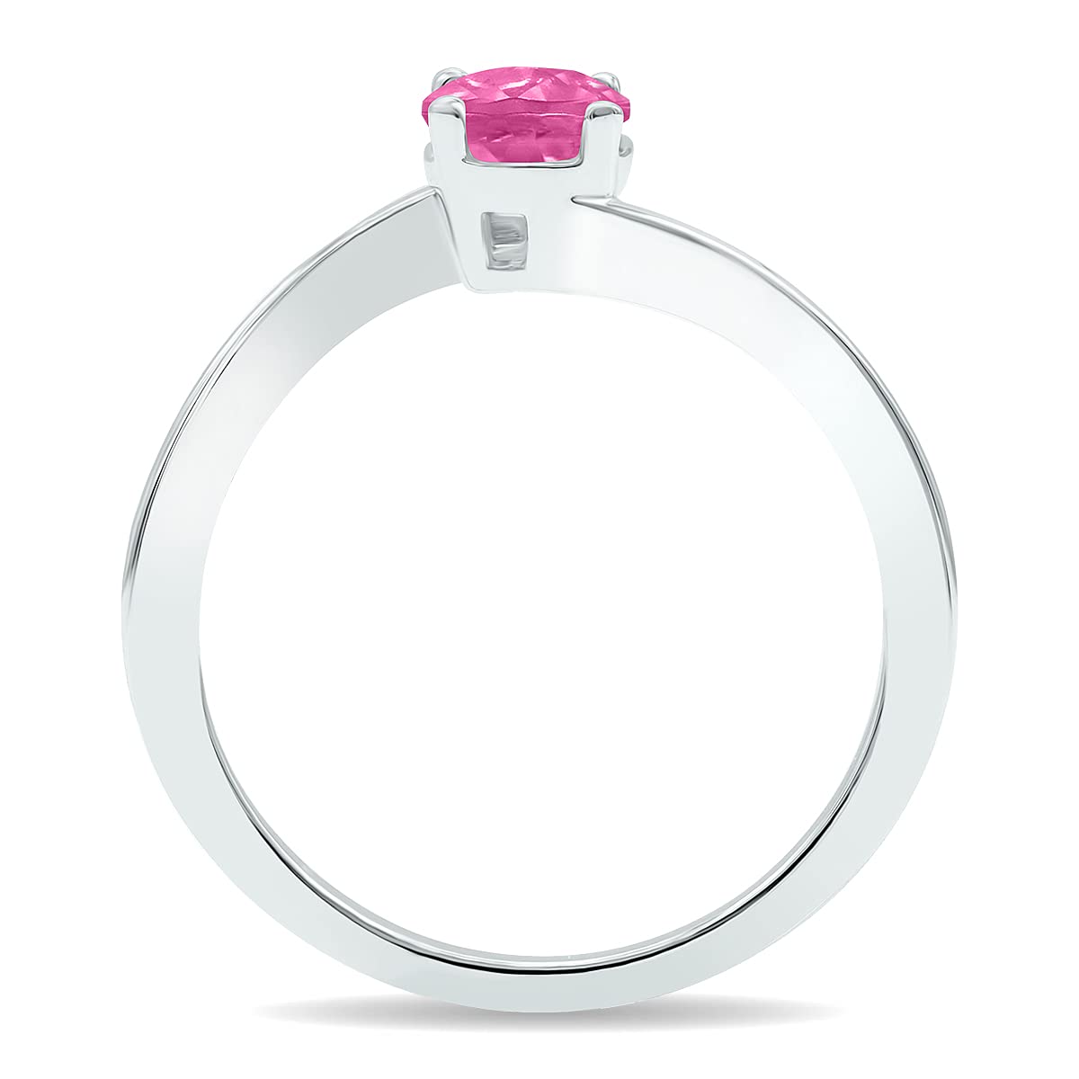 10K White Gold Pink Topaz Solitaire Wave Ring for Women | Elegant Jewelry Gift for Anniversary, Birthday & Special Occasions | Perfect for Everyday Wear & Evening Events