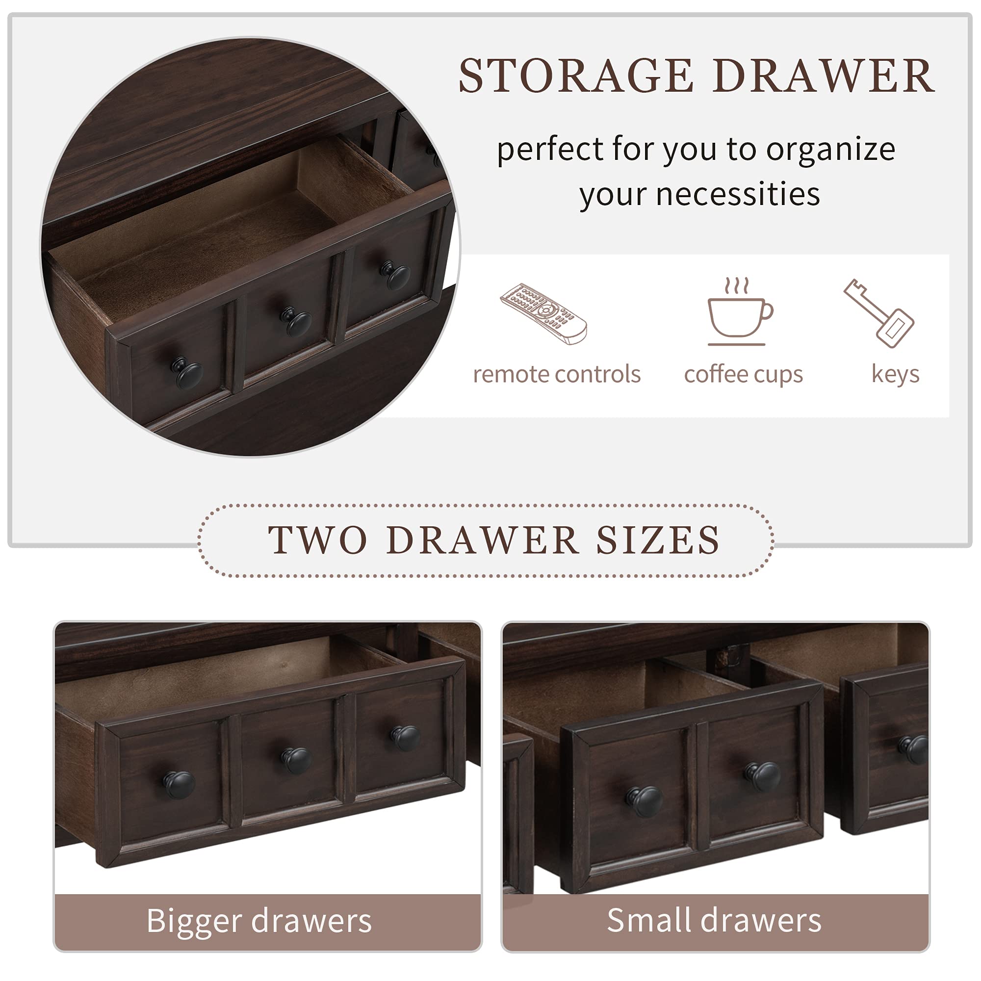 Merax 60 Inch Long Rustic Entryway Table with Storage Drawers & Shelf - Narrow Sofa Table Behind Couch, Espresso Finish - Perfect for Hallway, Living Room & Entryway Decor