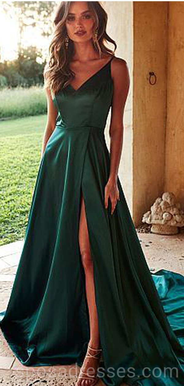 Emerald Green Side Slit Long Evening Prom Dresses for Women - Custom Party Gowns for Homecoming, Wedding, and Formal Events