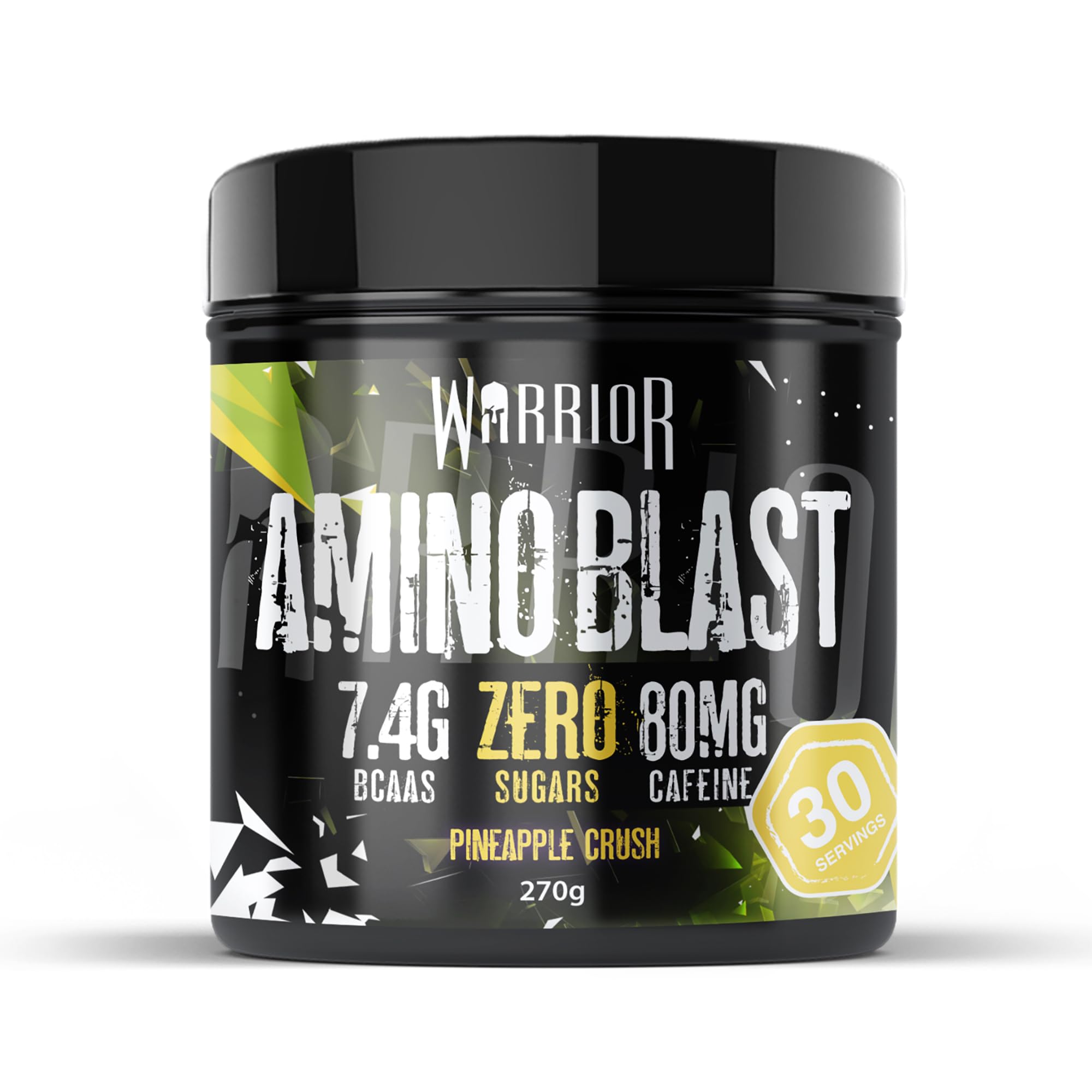 Warrior Amino Blast 270g BCAA Powder - Branched Chain Amino Acids Supplement for Workout & Recovery - Pineapple Crush Flavor Energy Drink (30 Servings) - Pre, Intra & Post Workout Boost for Athletes & Fitness Enthusiasts