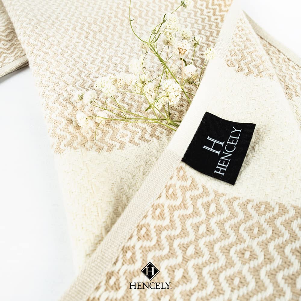 Premium Turkish Hand Towel Set of 2 - 100% Cotton Diamond Weave Bath Towels (Beige) for Spa, Bathroom & Guest Use