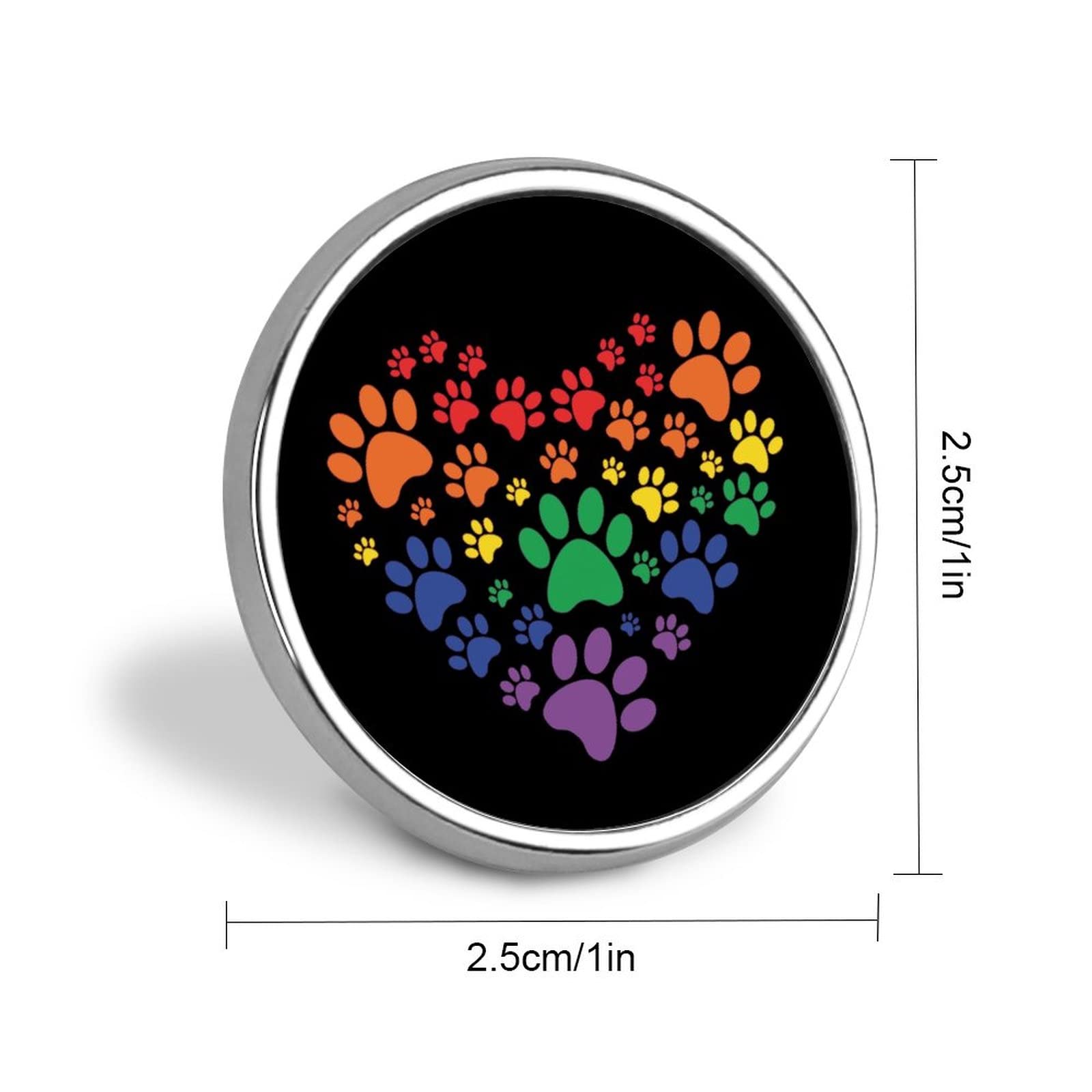 Rainbow Dog Paw Heart Button Pins - Cute Brooch for Backpack & Party Decor