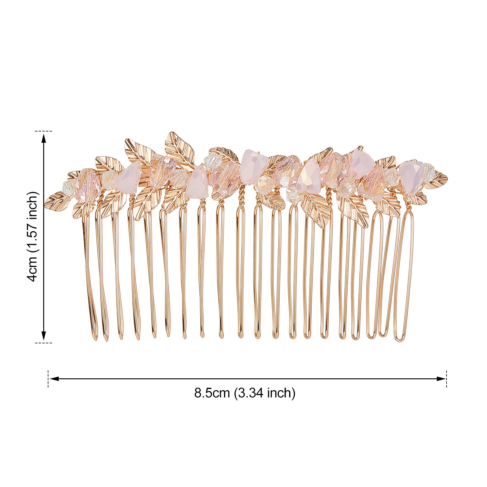 AW BRIDAL Pink Wedding Hair Comb - Gold Bridal Hair Clip for Bride & Bridesmaids | Perfect for Weddings, Prom, Parties & Special Occasions
